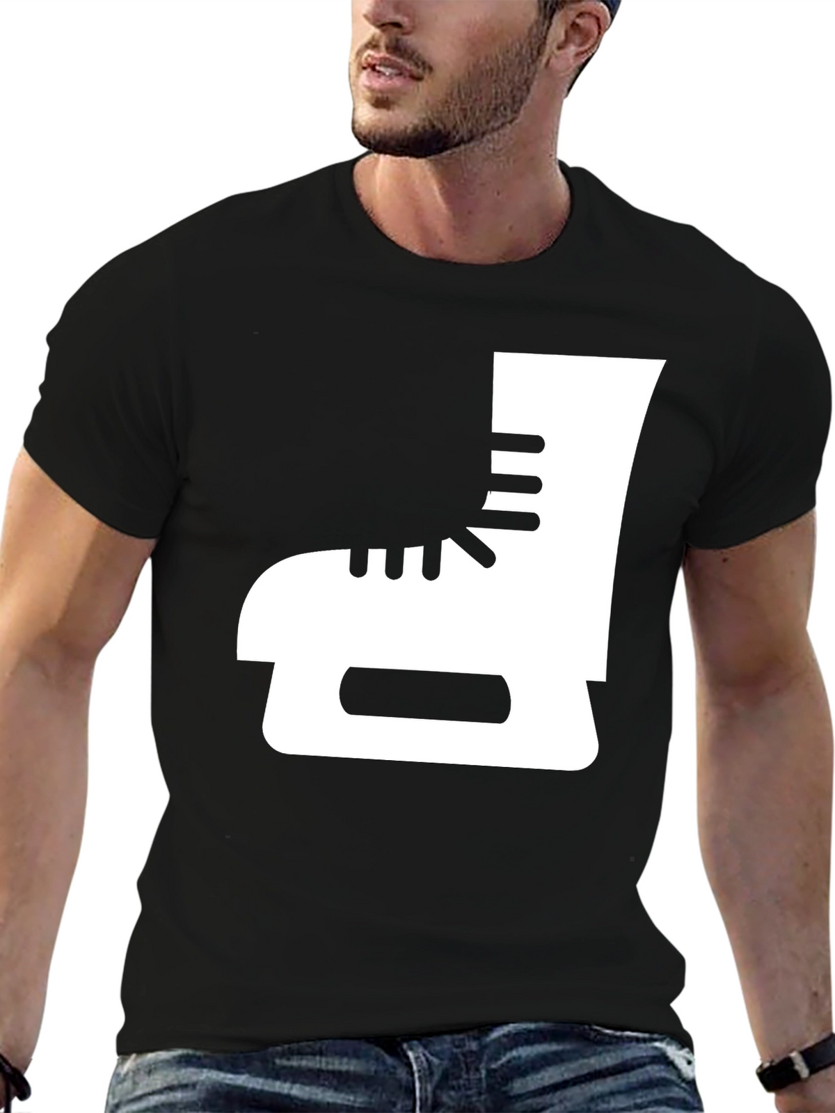 Ice Skate Graphic Tee - Black Cotton T-Shirt