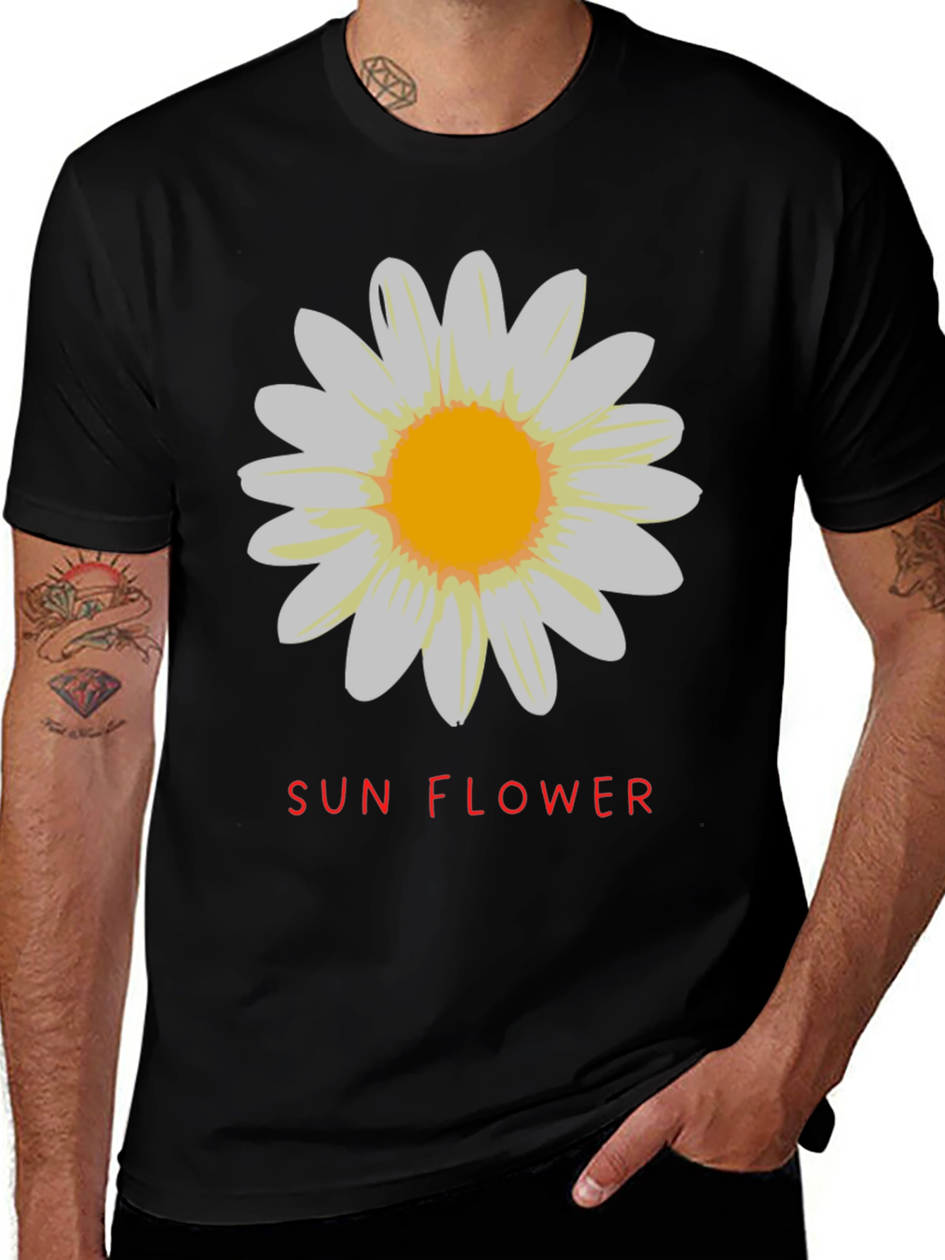 Sunflower Graphic Tee - Stylish Black Cotton T-Shirt