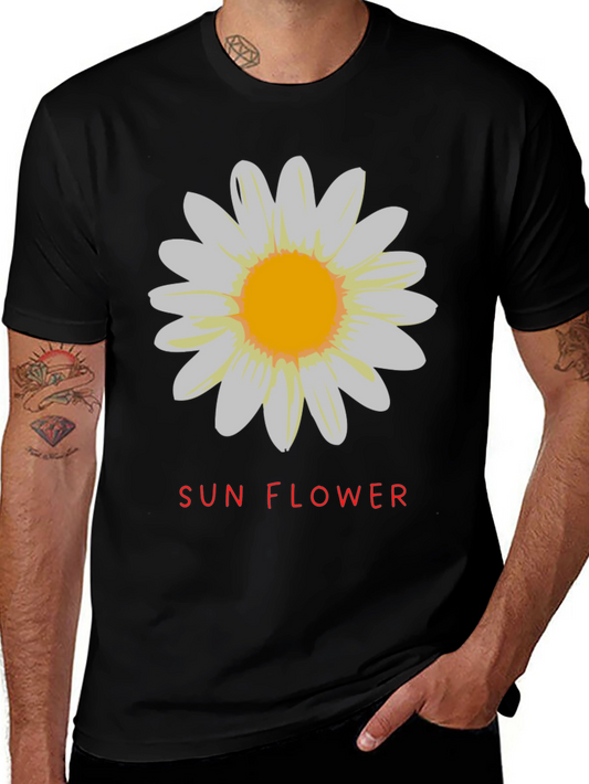 Sunflower Graphic Tee - Stylish Black Cotton T-Shirt