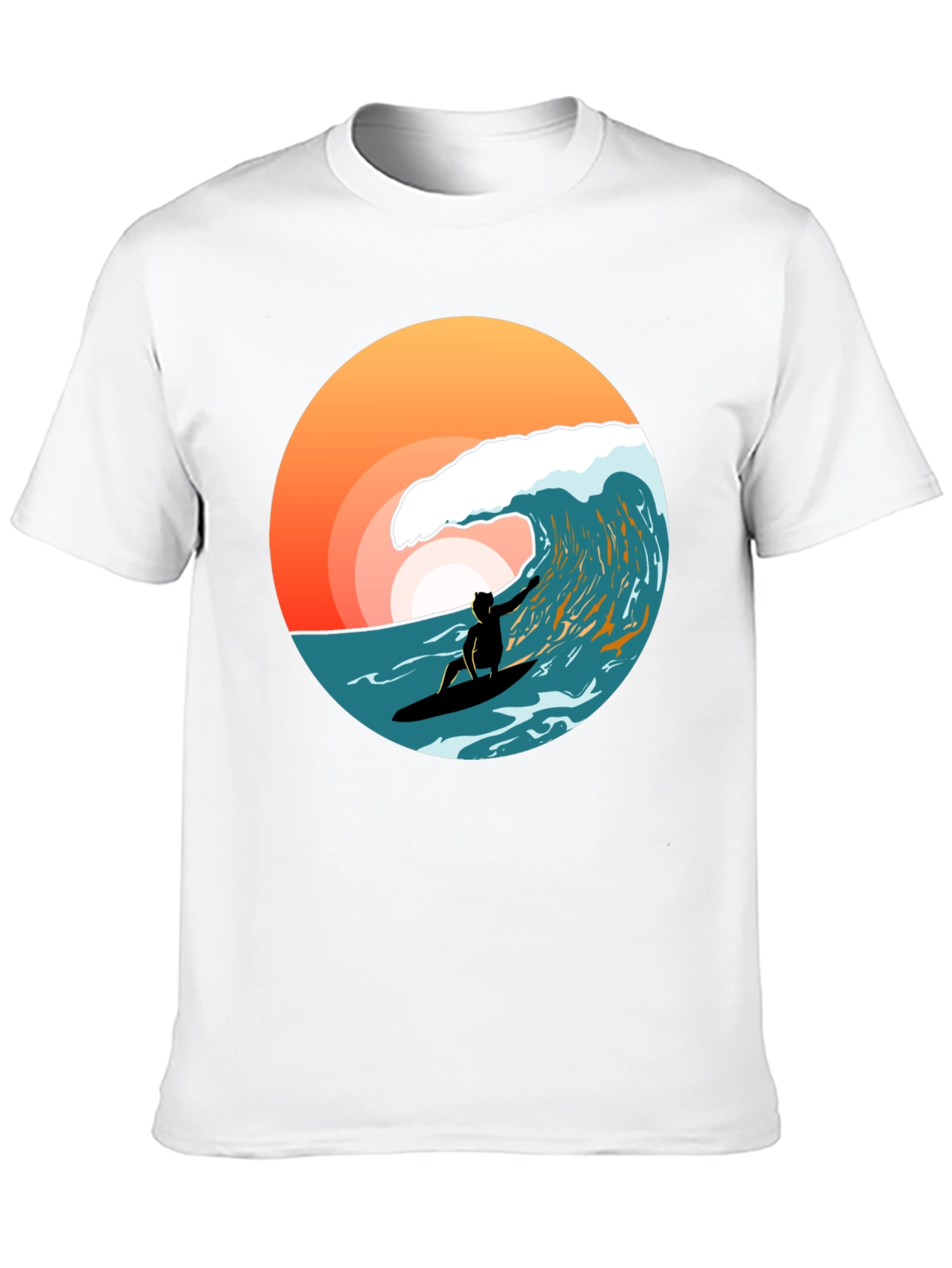 Surfer Wave T-Shirt - Black Cotton Tee