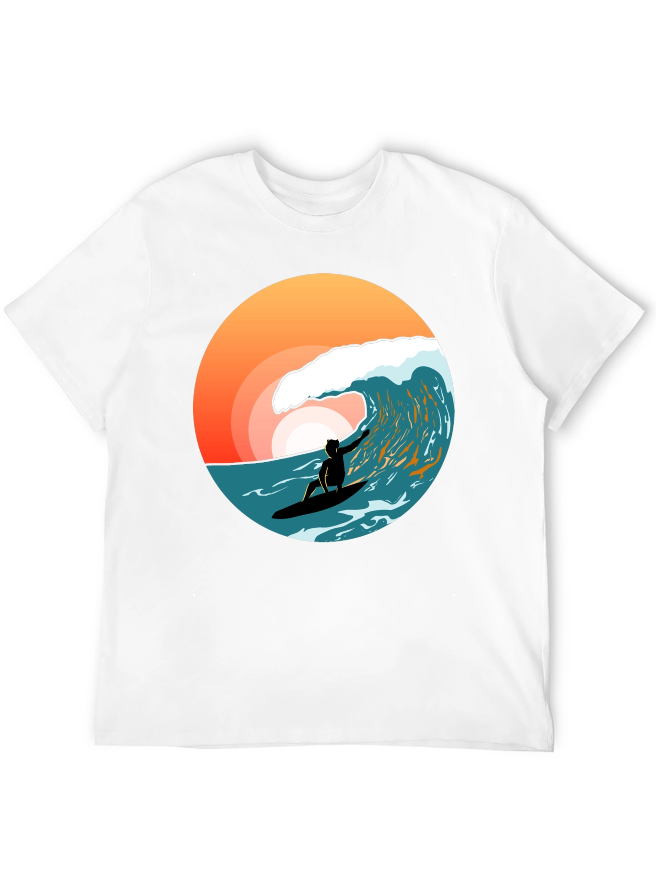 Surfer Wave T-Shirt - Black Cotton Tee