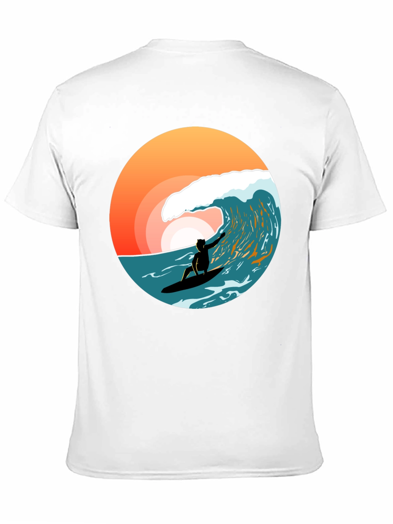 Surfer Wave T-Shirt - Black Cotton Tee