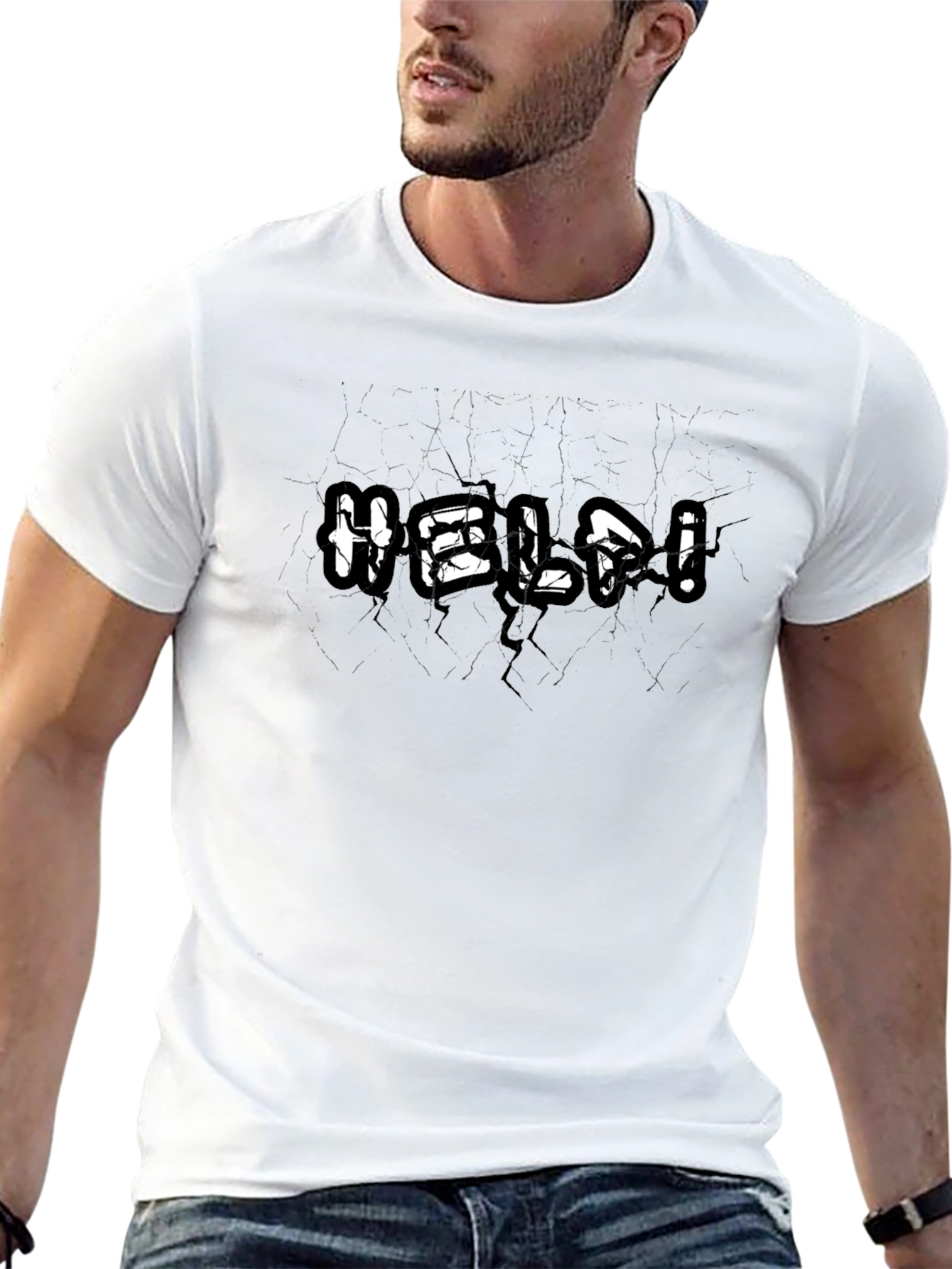 Cracked HELP! Black Graphic Tee