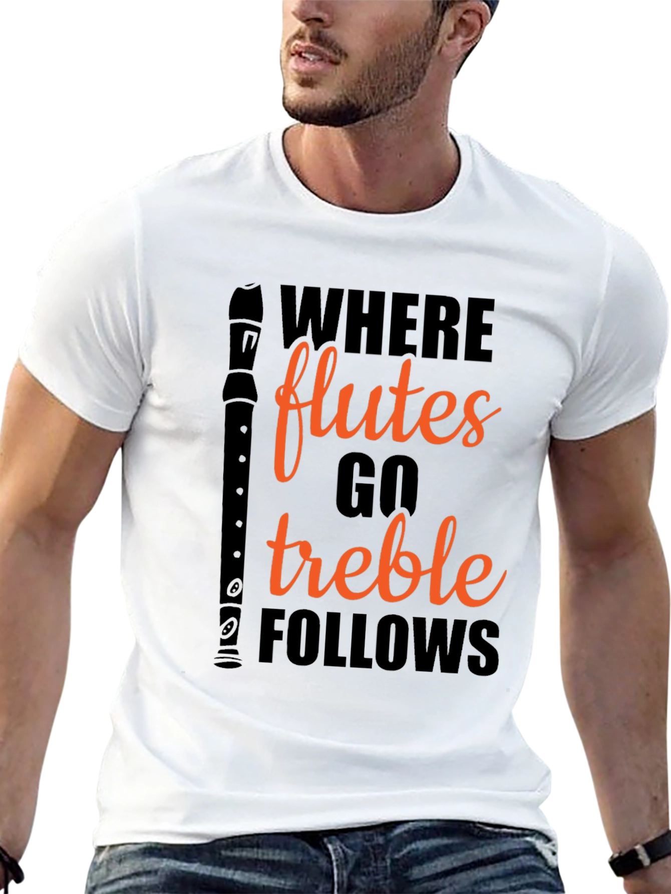 Where Flutes Go Treble Follows Black T-Shirt