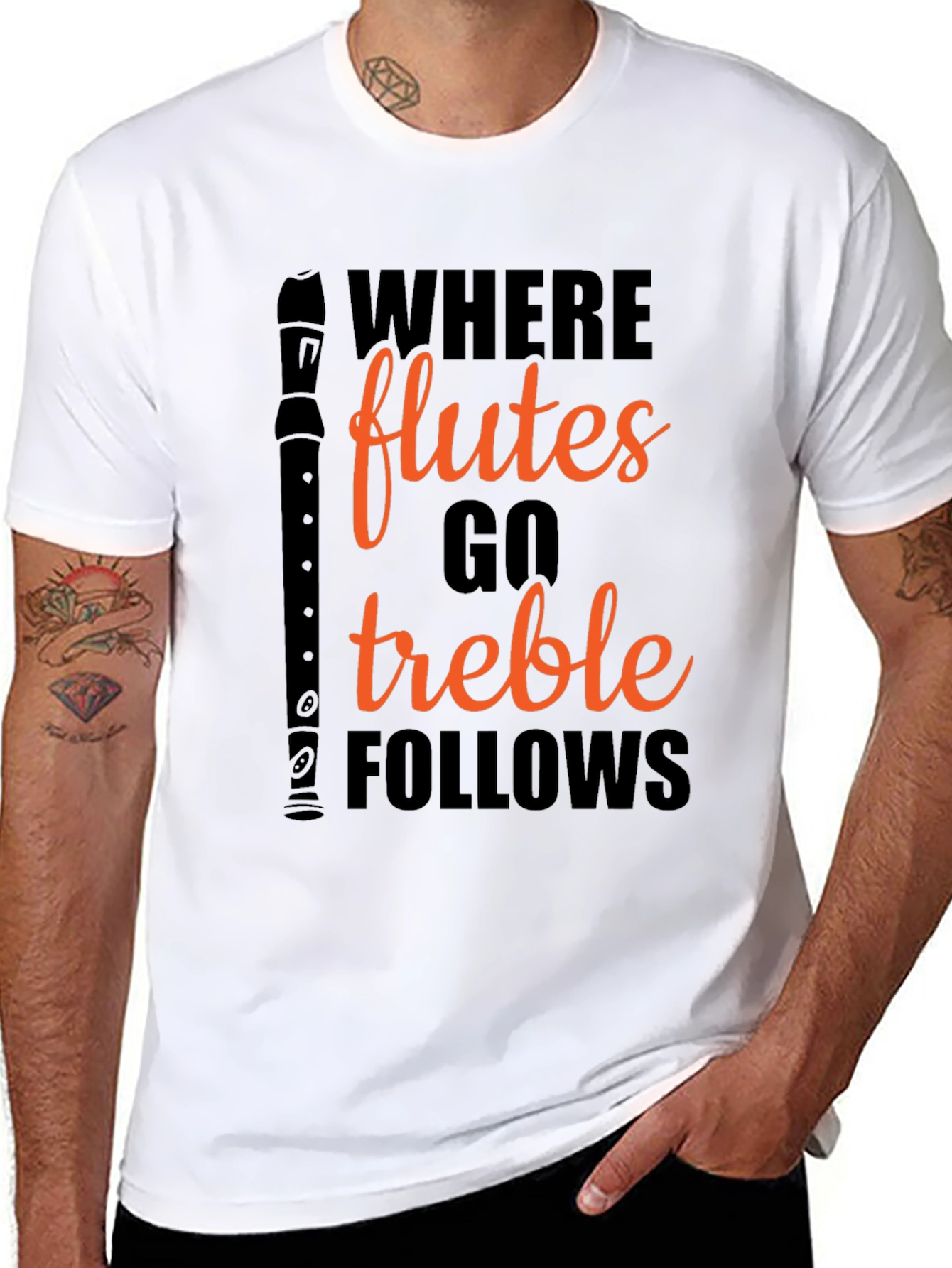 Where Flutes Go Treble Follows Black T-Shirt