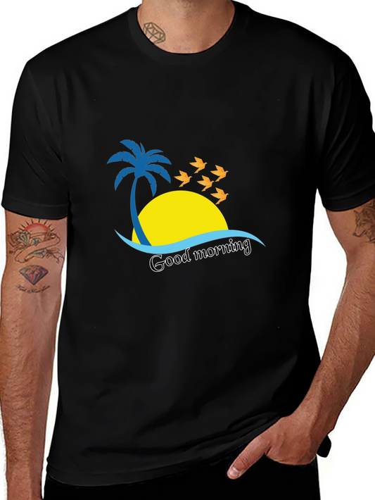 Good Morning Graphic Tee - Palm Tree Beach Vibes