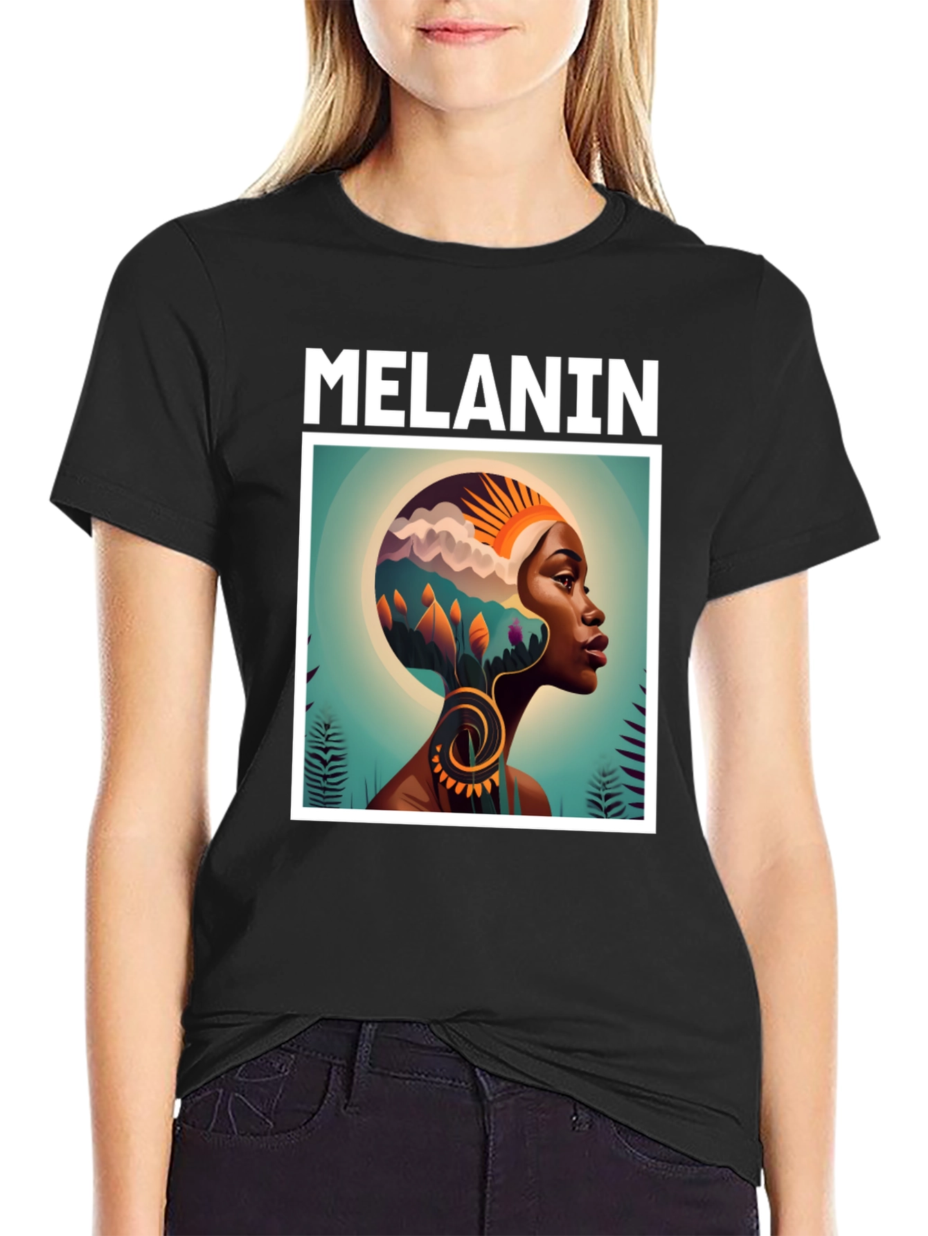Melanin Art Graphic Tee - Black Cotton T-Shirt