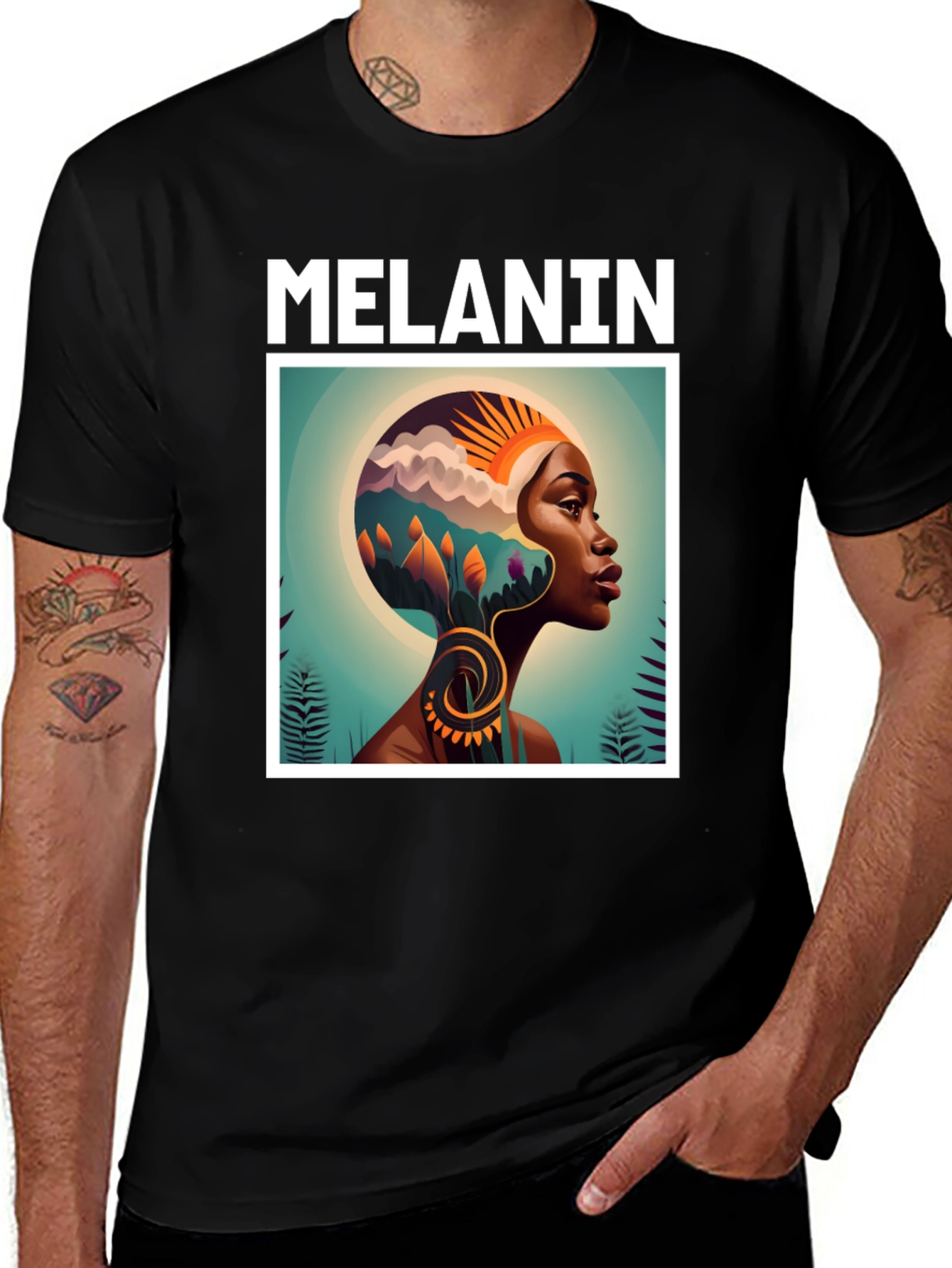 Melanin Art Graphic Tee - Black Cotton T-Shirt