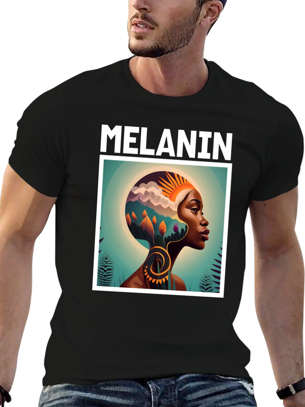 Melanin Art Graphic Tee - Black Cotton T-Shirt