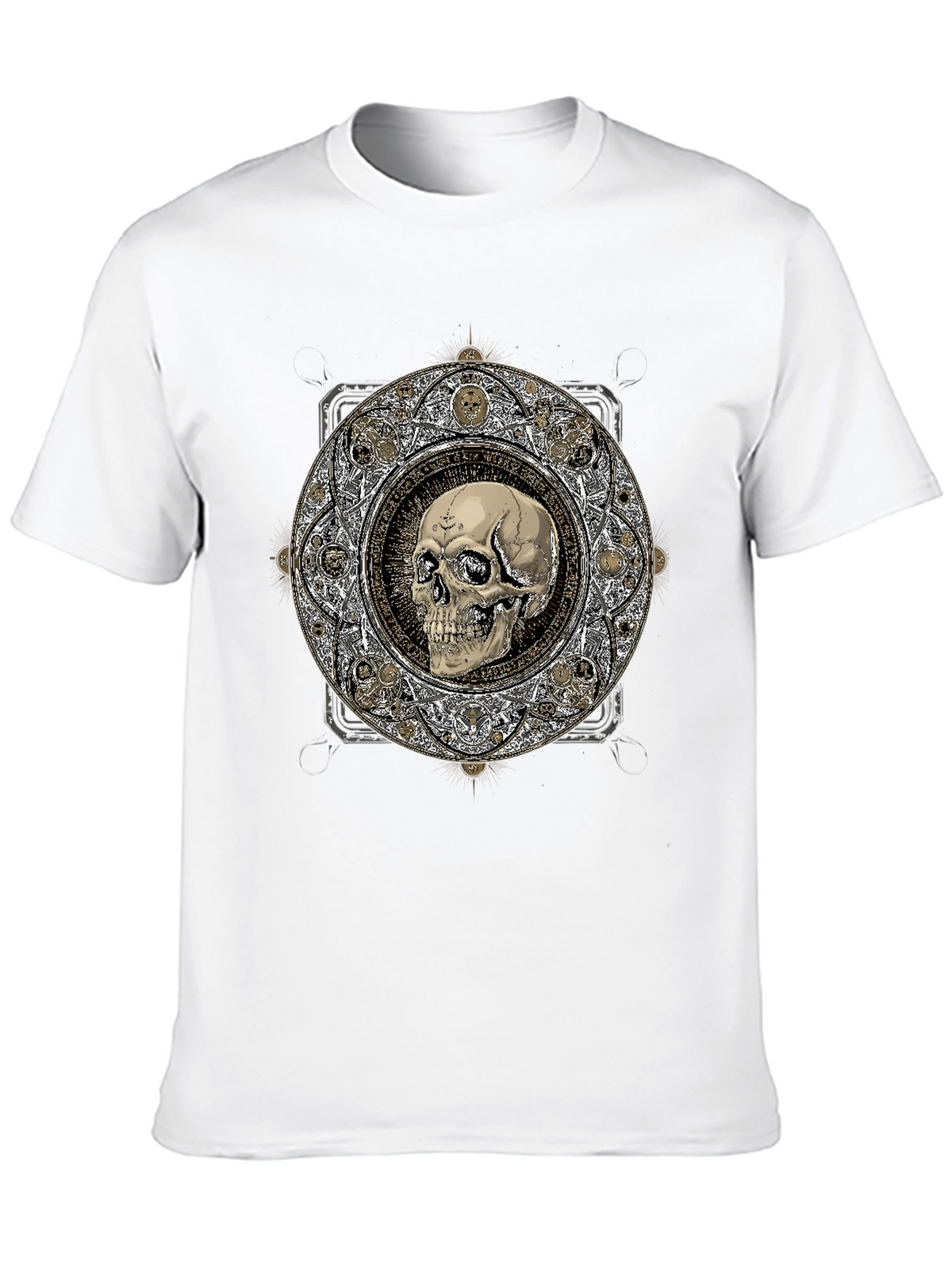 Skull Mandala Graphic Print Black T-Shirt