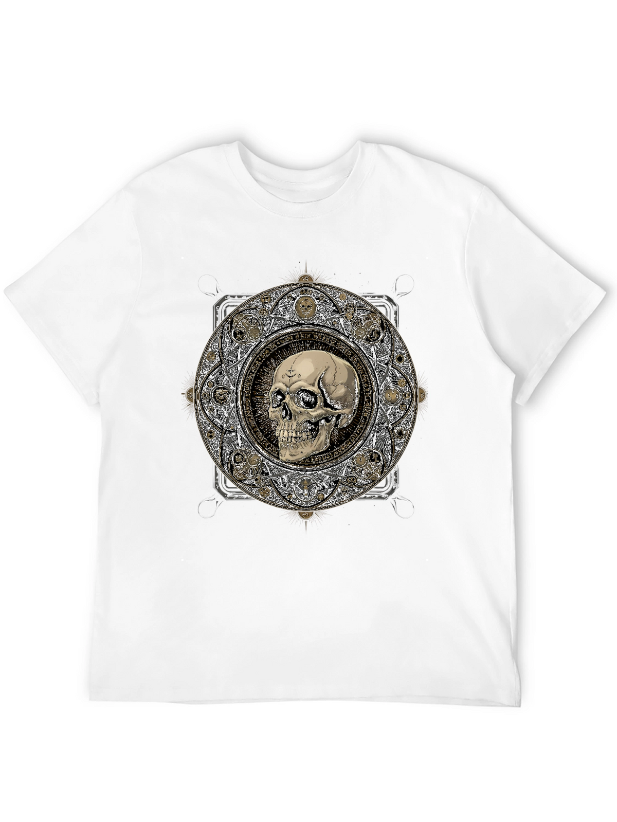 Skull Mandala Graphic Print Black T-Shirt