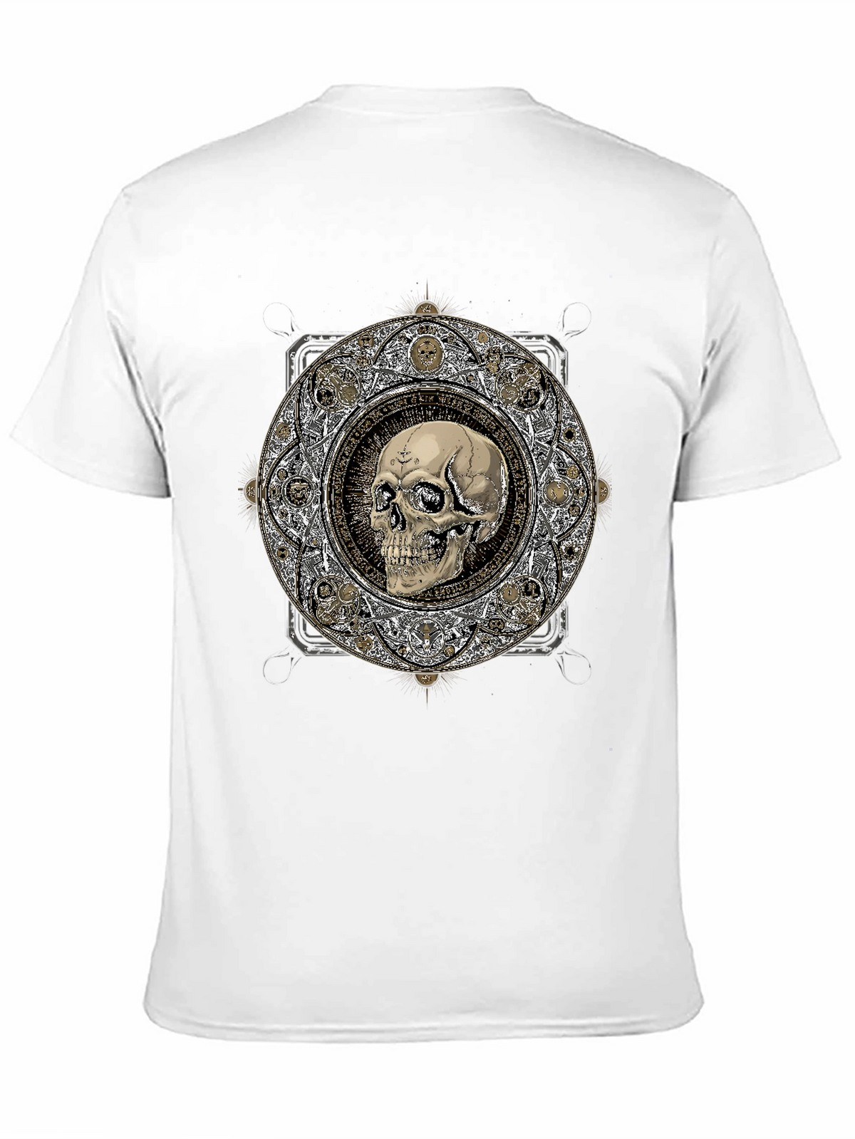 Skull Mandala Graphic Print Black T-Shirt
