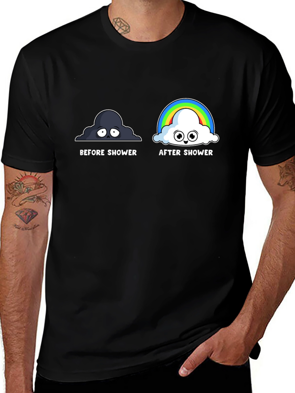 Before and After Shower Humor T-Shirt