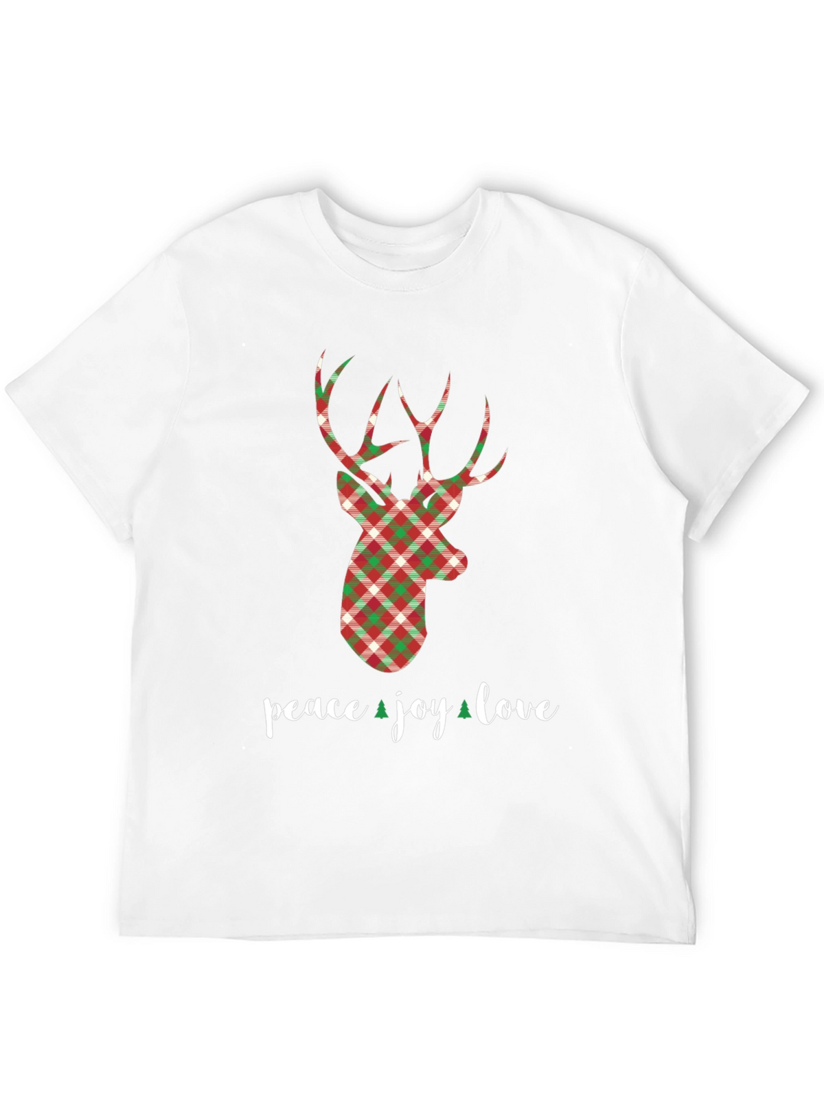 Holiday Plaid Deer T-Shirt - Peace Joy Love