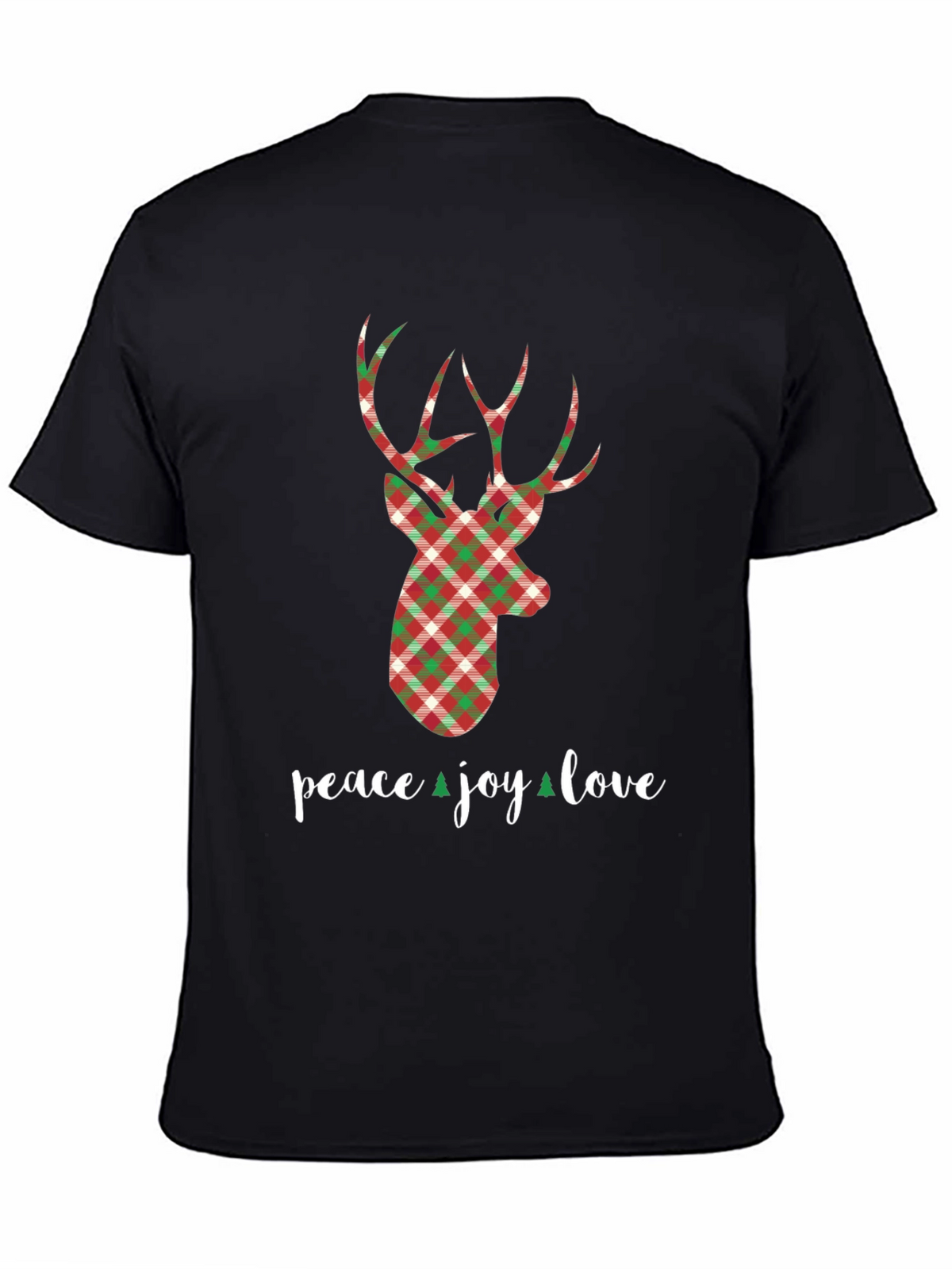 Holiday Plaid Deer T-Shirt - Peace Joy Love