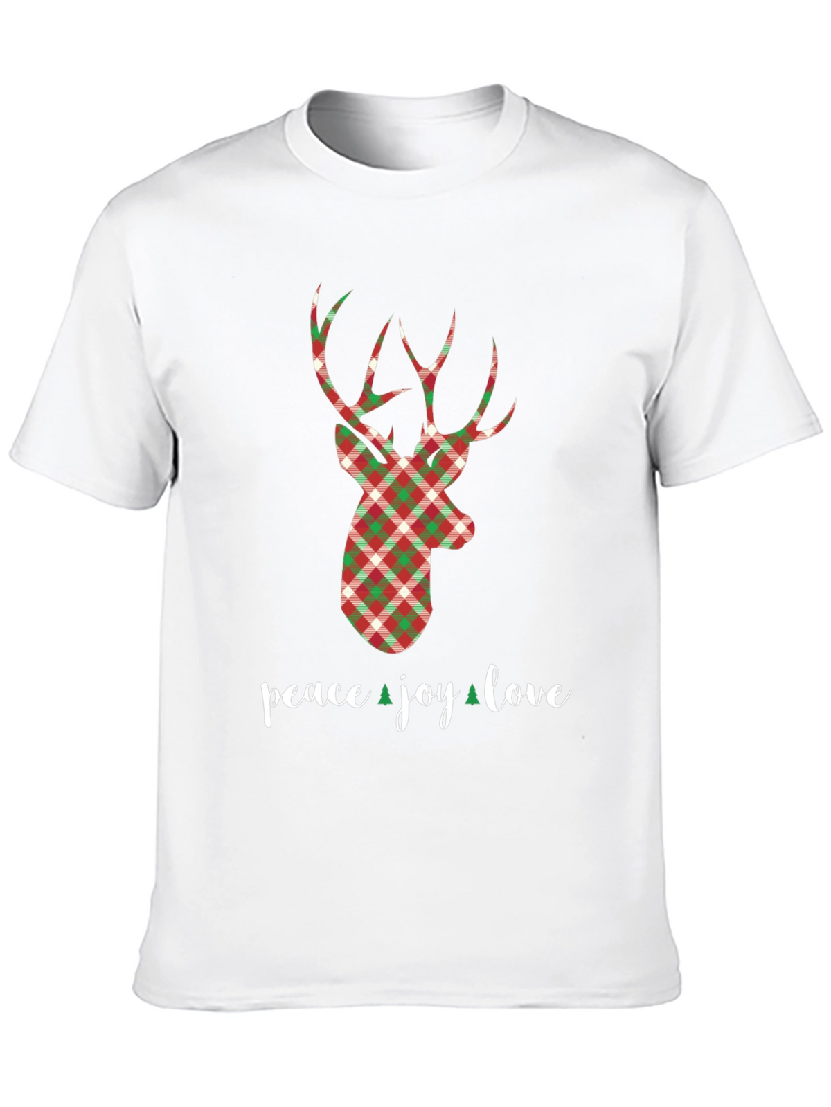 Holiday Plaid Deer T-Shirt - Peace Joy Love