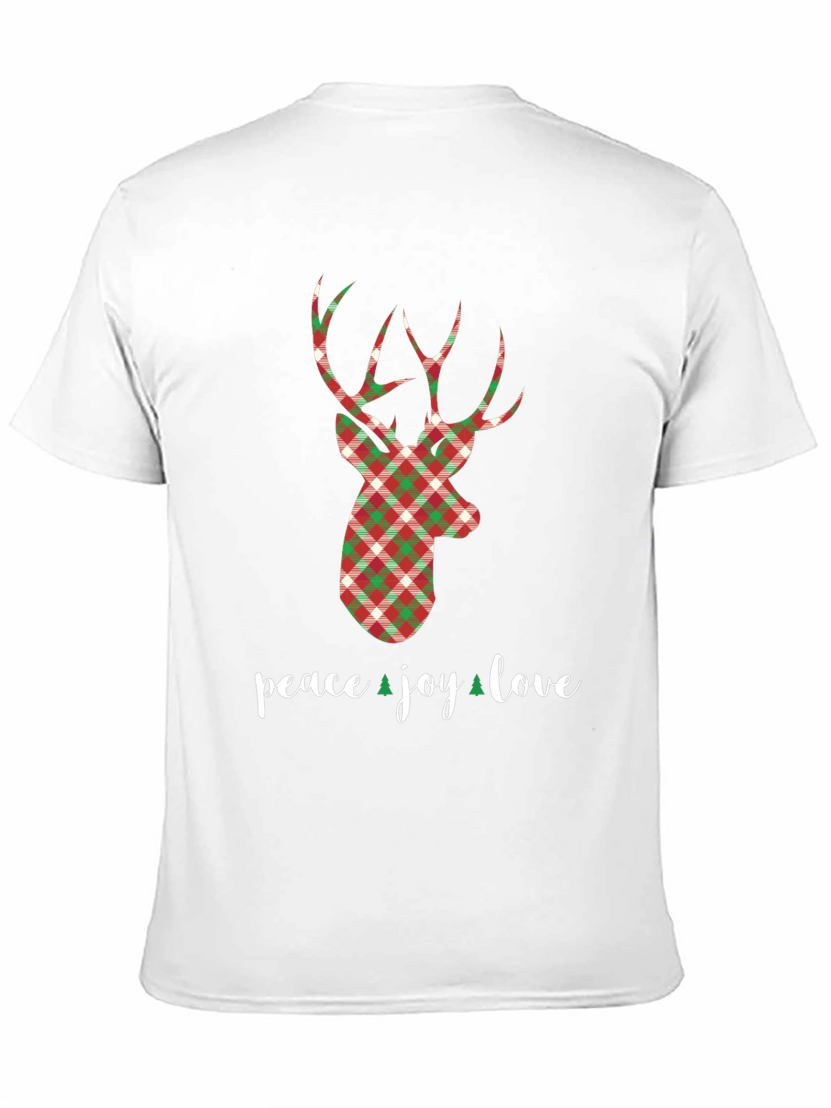 Holiday Plaid Deer T-Shirt - Peace Joy Love