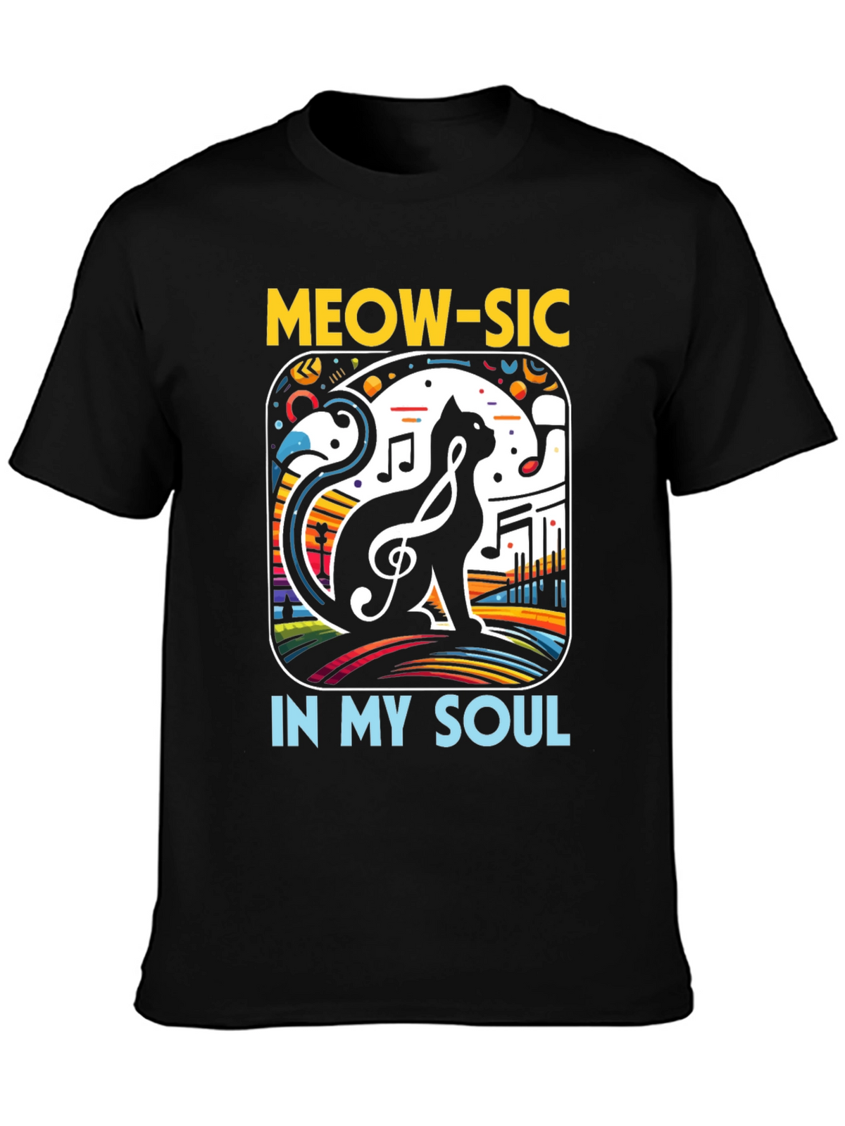 Meow-sic Cat Graphic T-Shirt