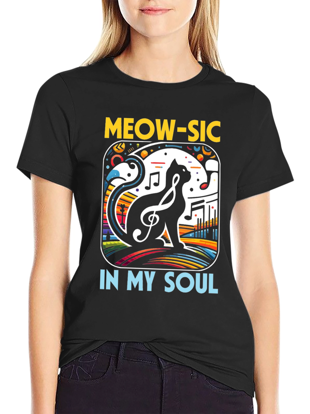 Meow-sic Cat Graphic T-Shirt