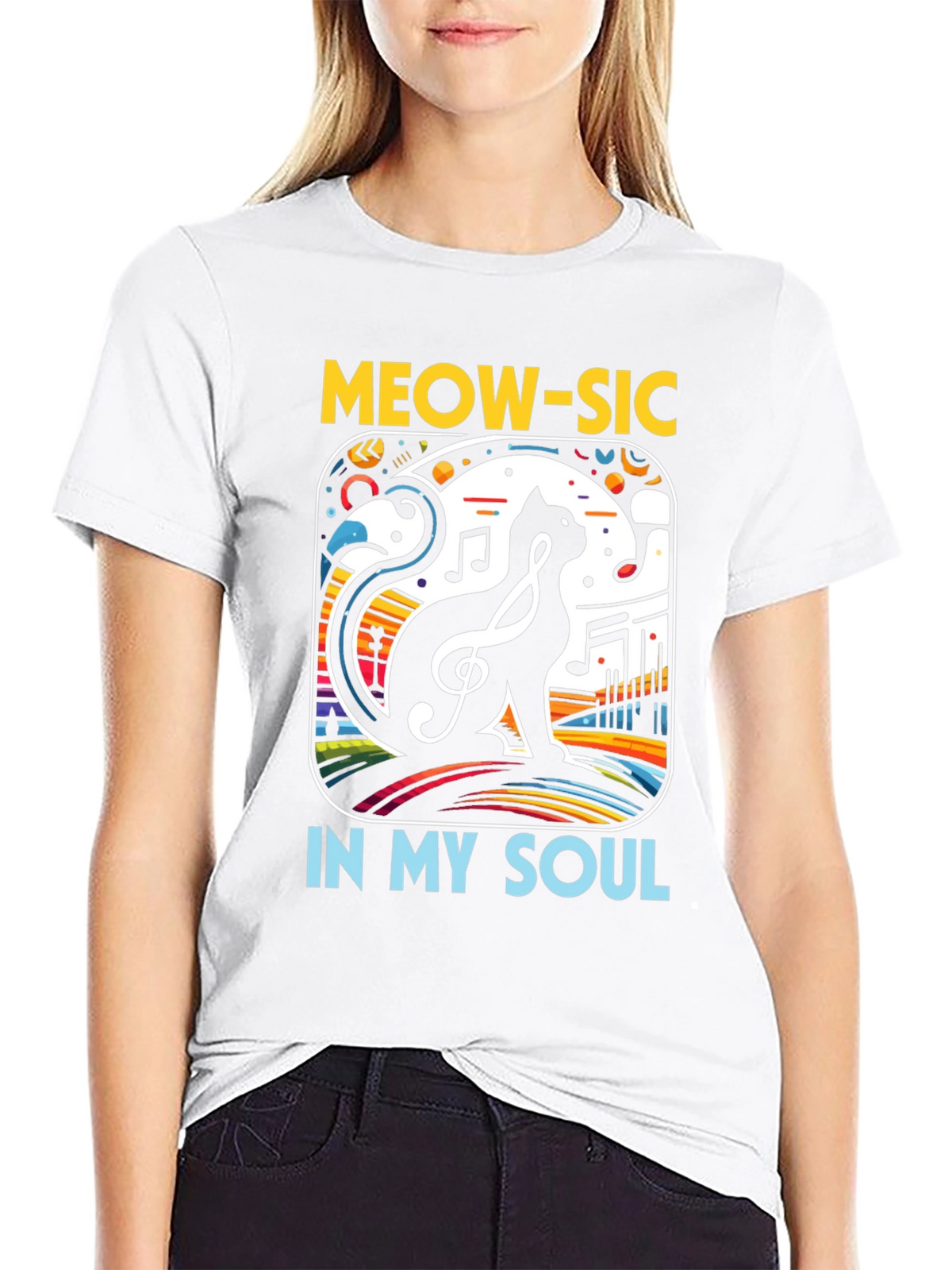 Meow-sic Cat Graphic T-Shirt