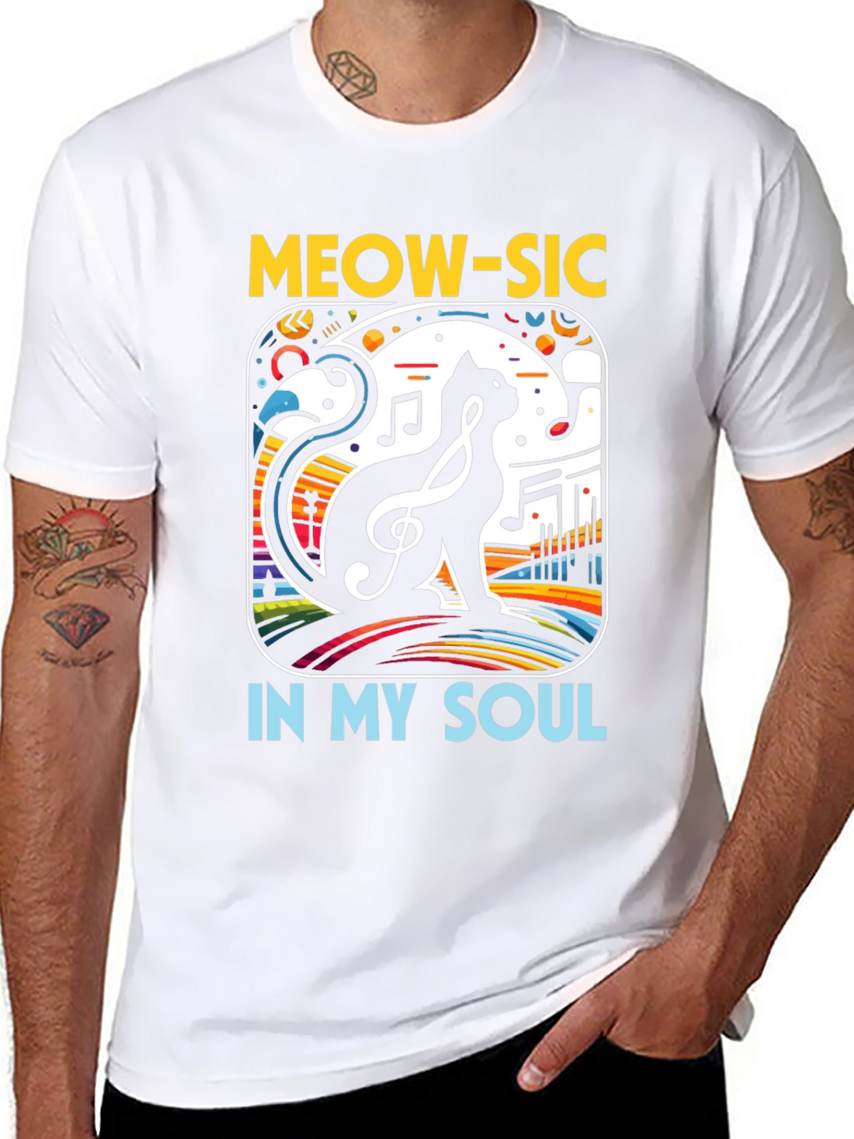 Meow-sic Cat Graphic T-Shirt