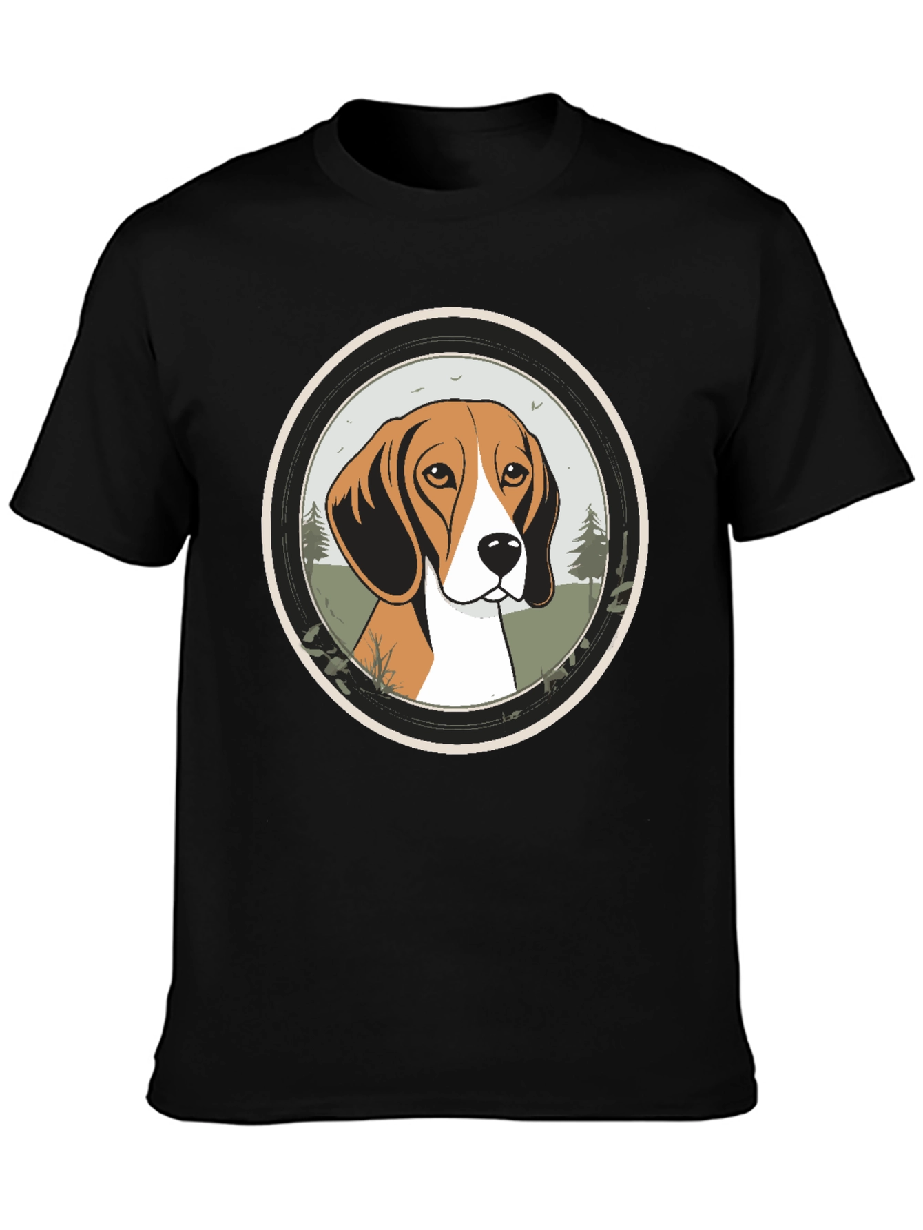 Beagle Dog Graphic Tee - Mens Black T-Shirt