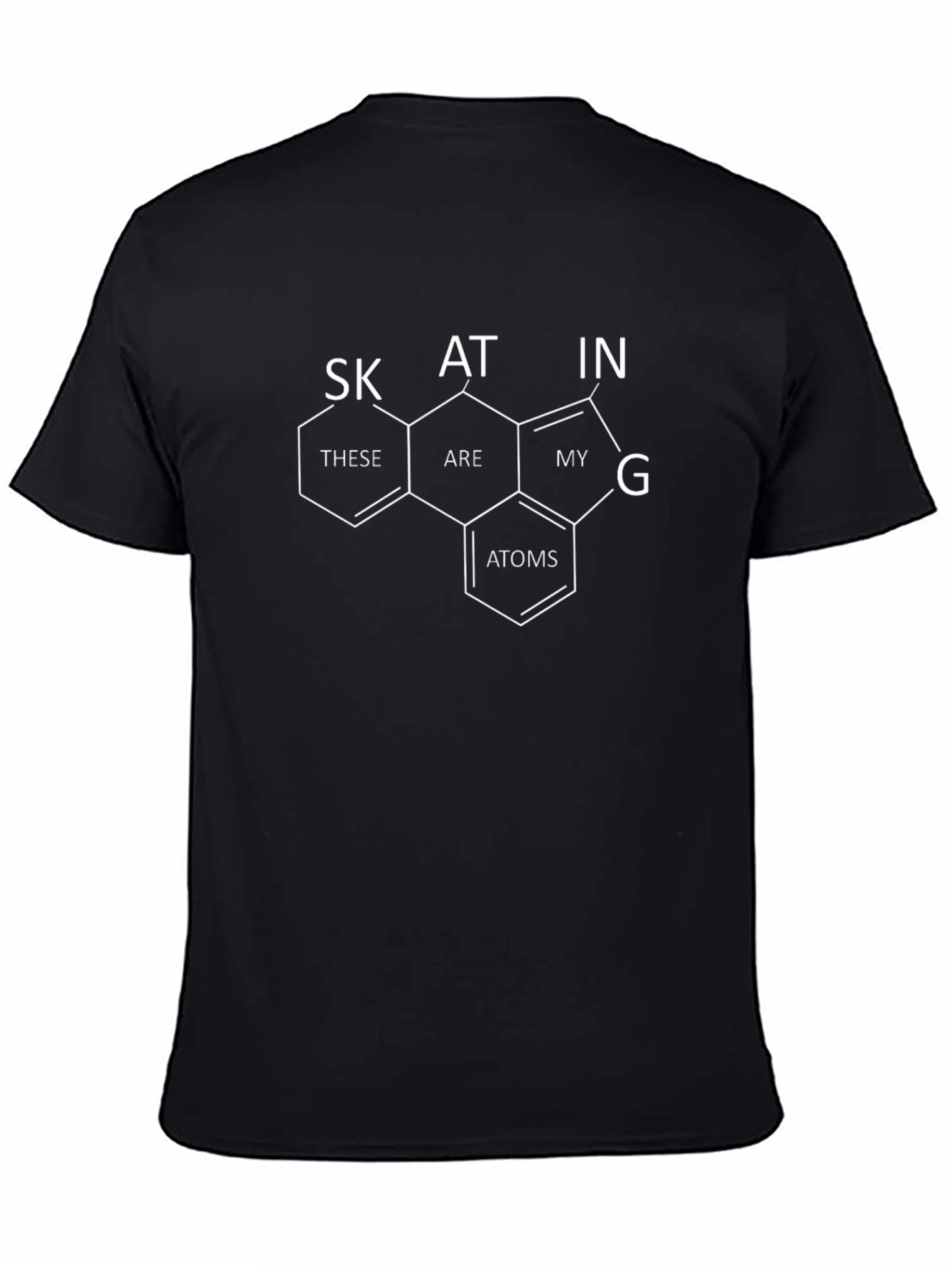 Skating Atoms Black T-Shirt - Science Inspired Skateboarding Tee