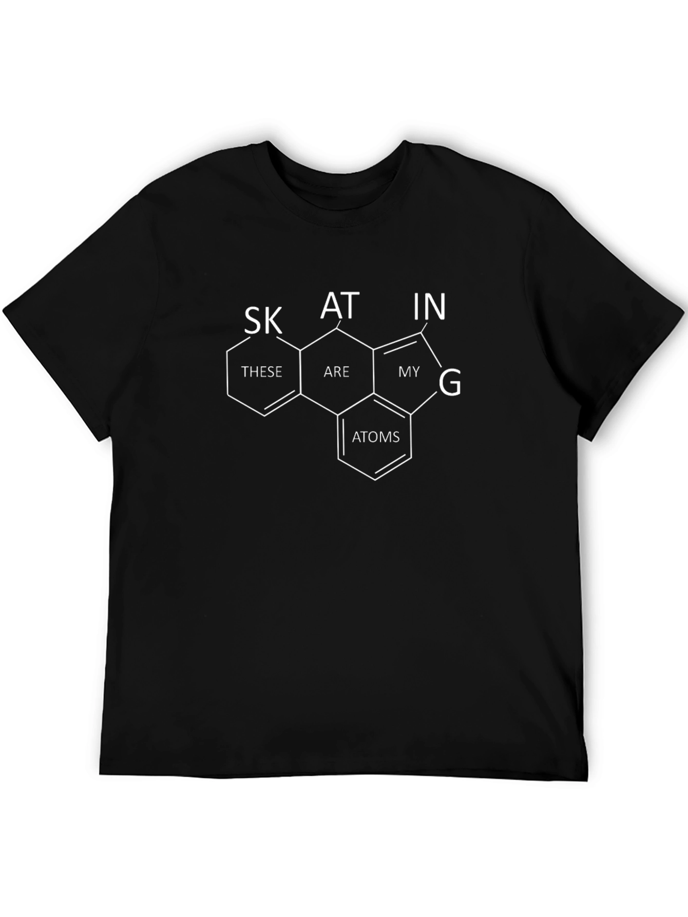 Skating Atoms Black T-Shirt - Science Inspired Skateboarding Tee