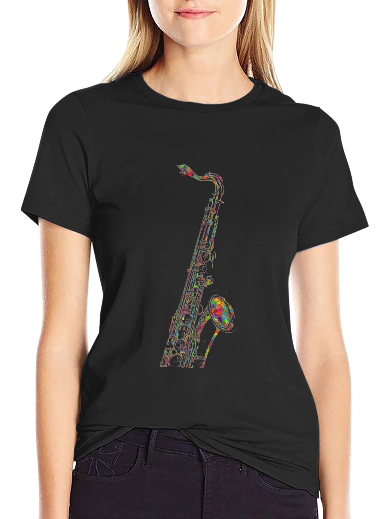 Saxophone Graphic Tee - Mens Black T-Shirt