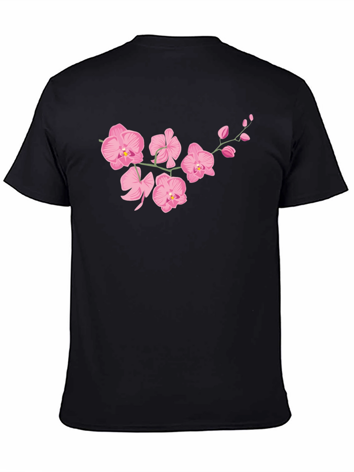Pink Orchid Black T-Shirt