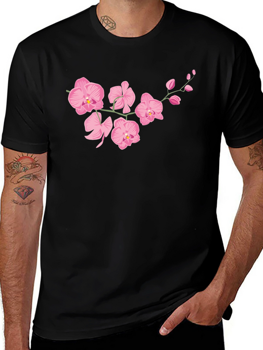 Pink Orchid Black T-Shirt