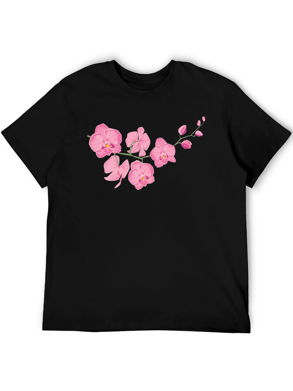 Pink Orchid Black T-Shirt
