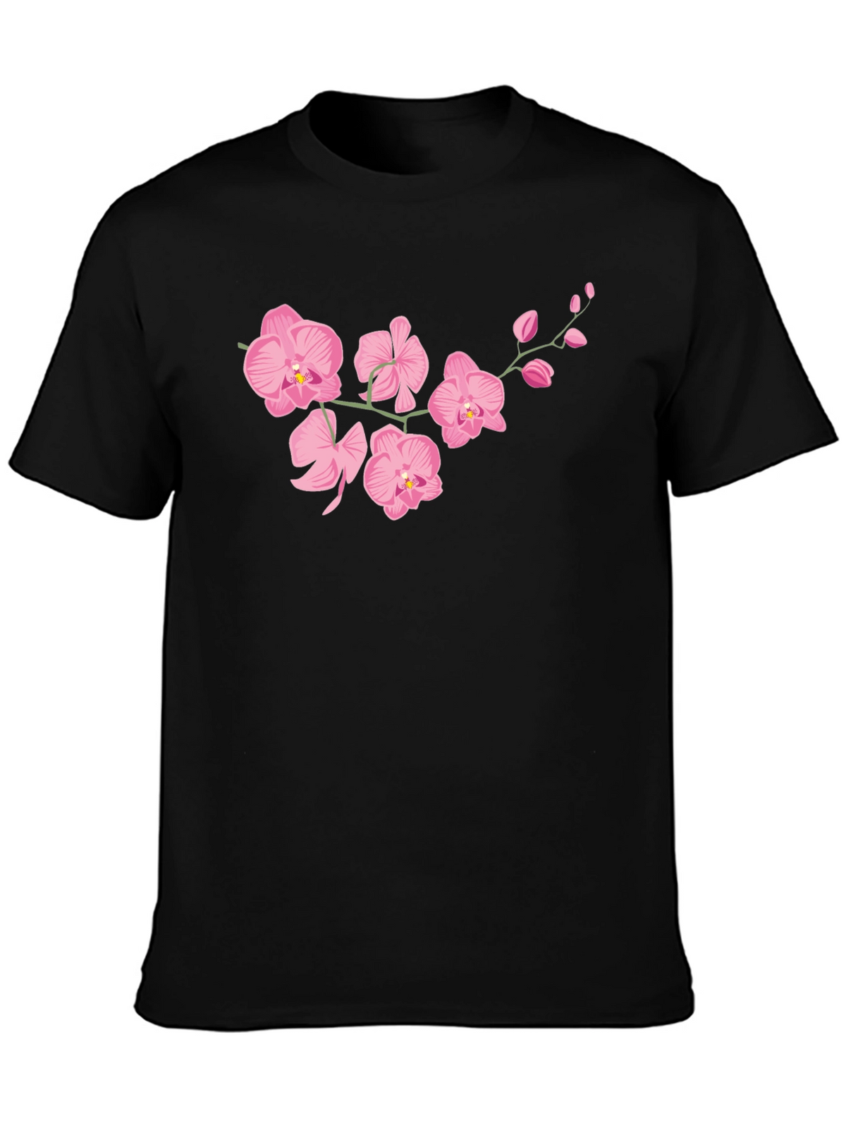 Pink Orchid Black T-Shirt