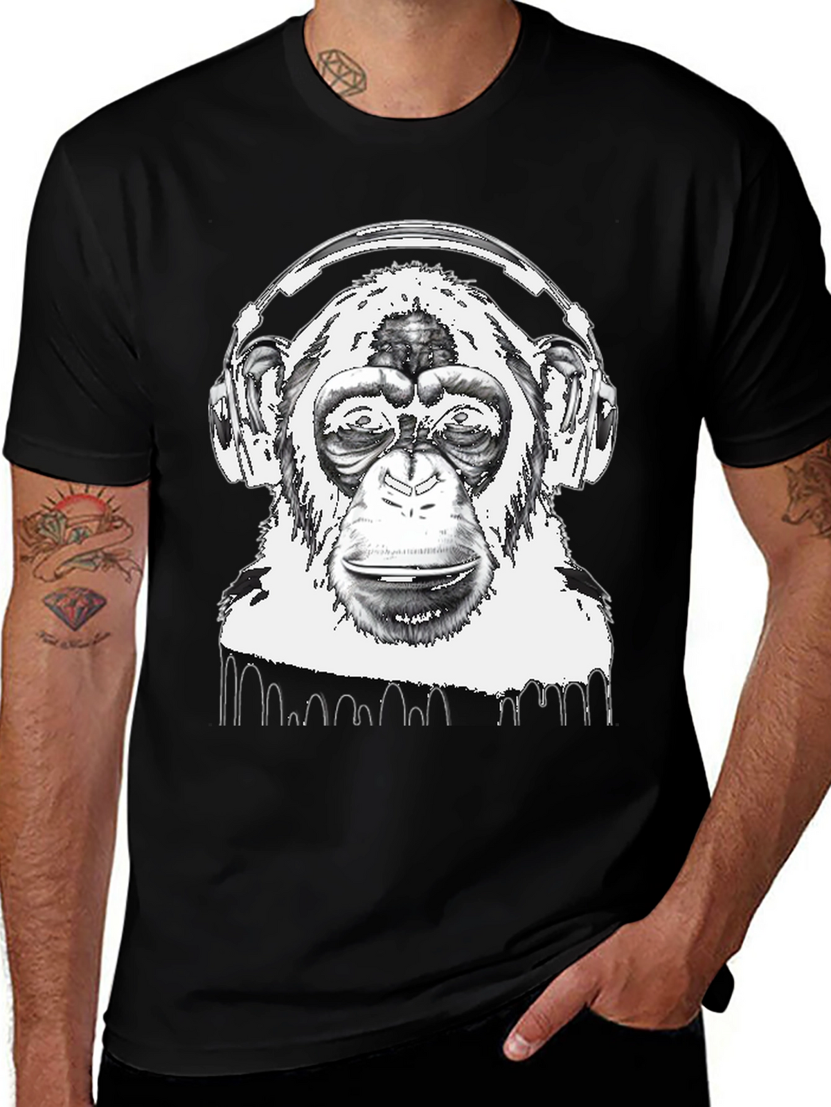 Monkey DJ Black T-Shirt - Cool Graphic Tee