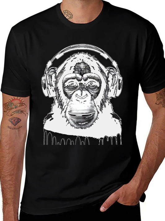 Monkey DJ Black T-Shirt - Cool Graphic Tee