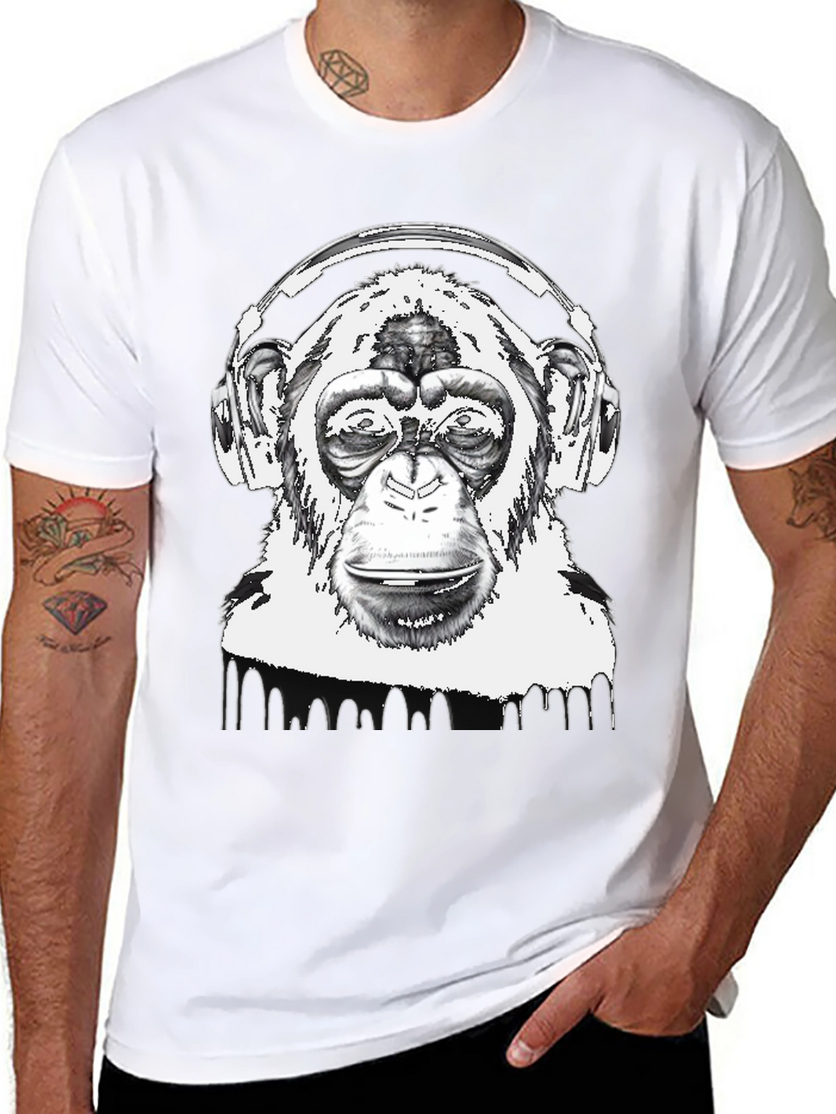 Monkey DJ Black T-Shirt - Cool Graphic Tee