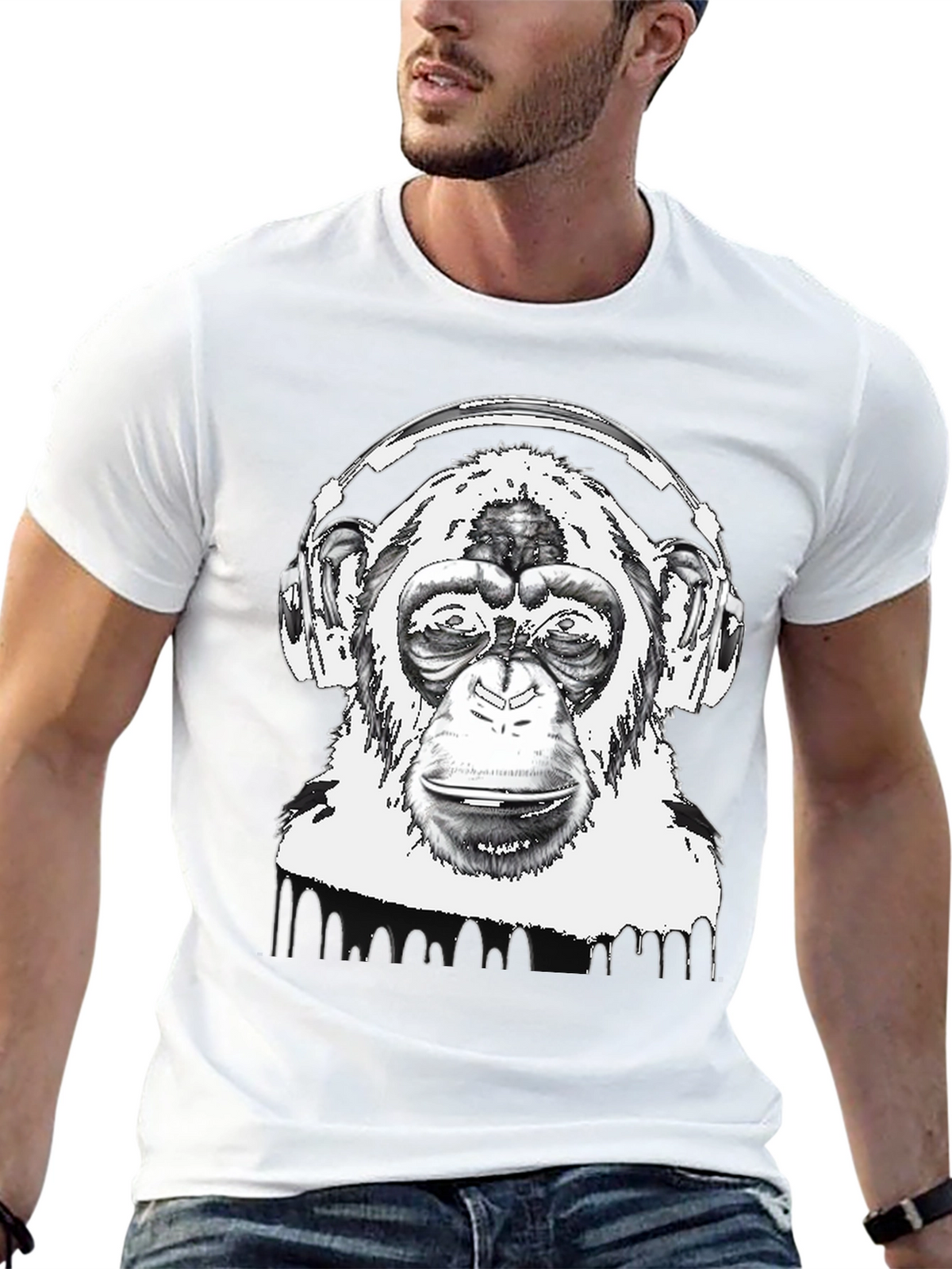 Monkey DJ Black T-Shirt - Cool Graphic Tee