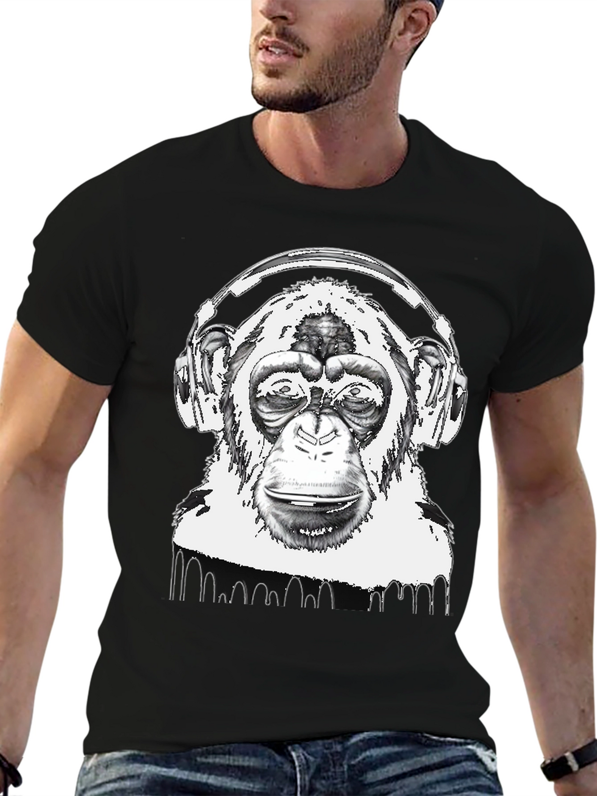 Monkey DJ Black T-Shirt - Cool Graphic Tee