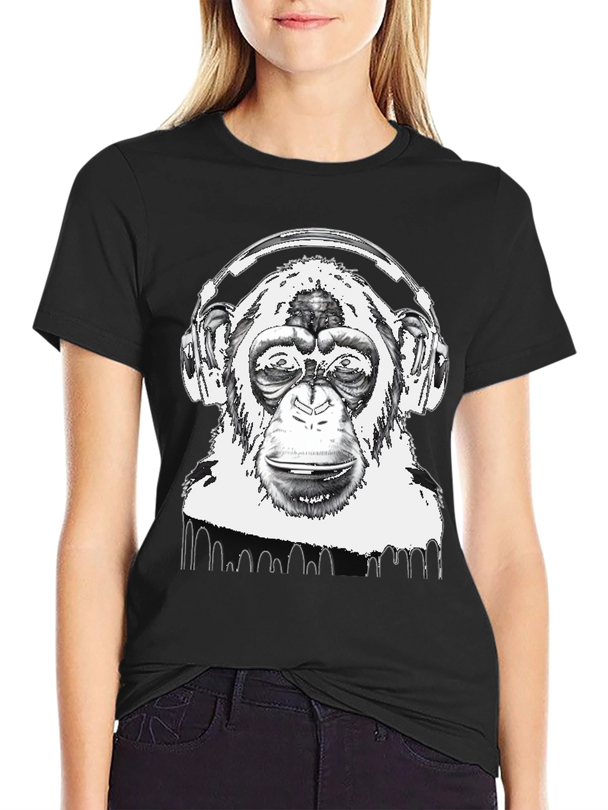 Monkey DJ Black T-Shirt - Cool Graphic Tee