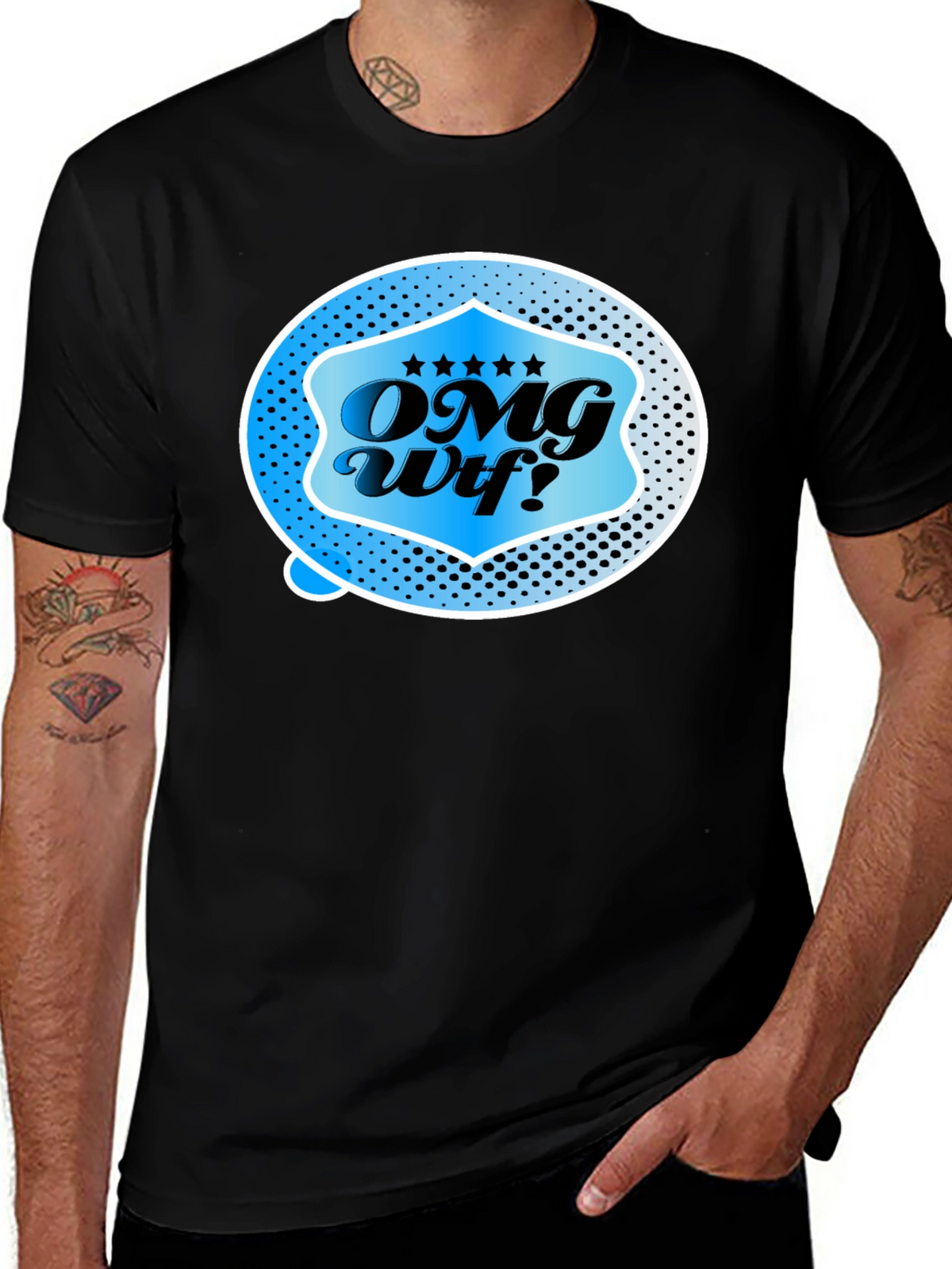 OMG Wtf! Graphic T-Shirt - Black Casual Tee