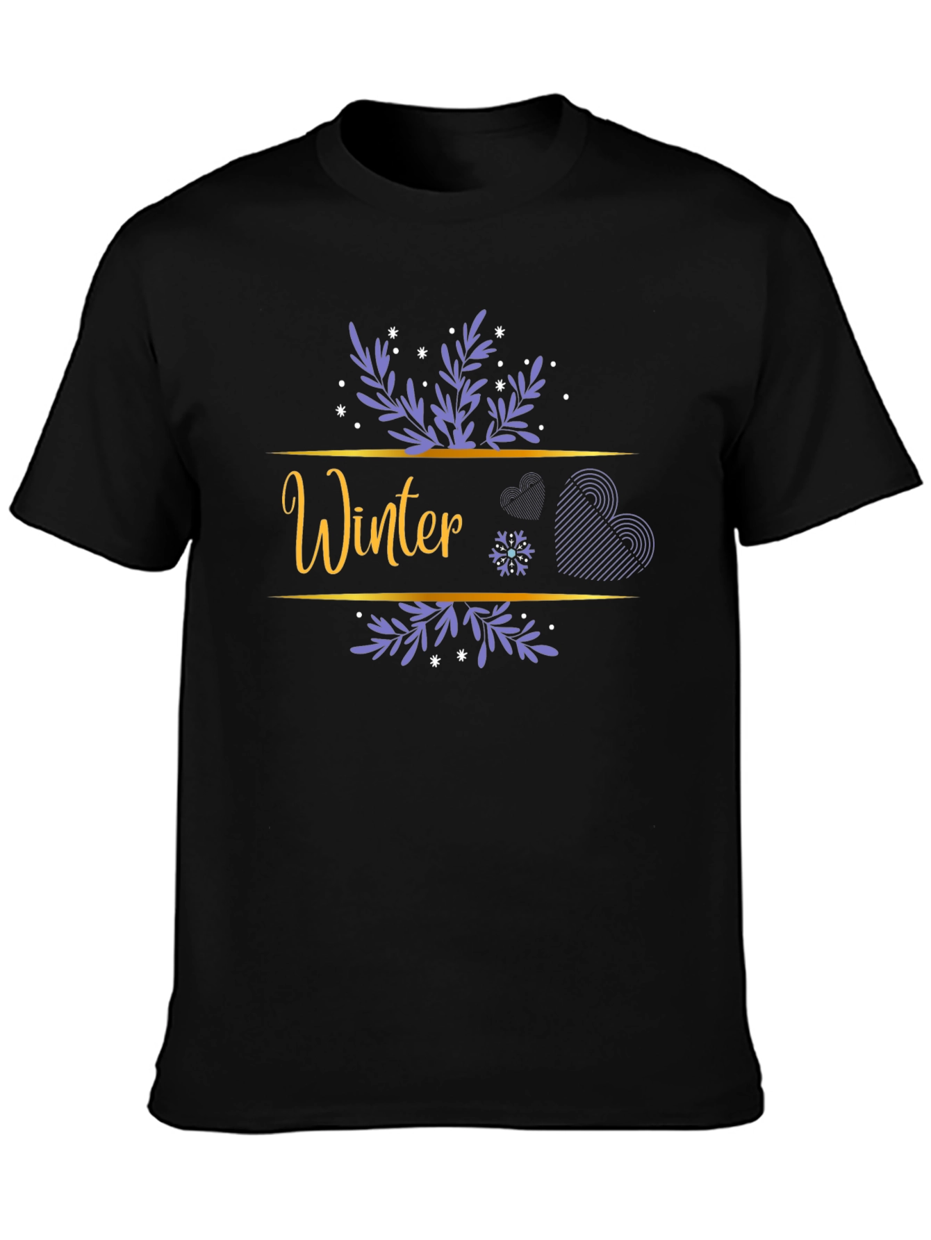 Winter Themed Black Graphic T-Shirt