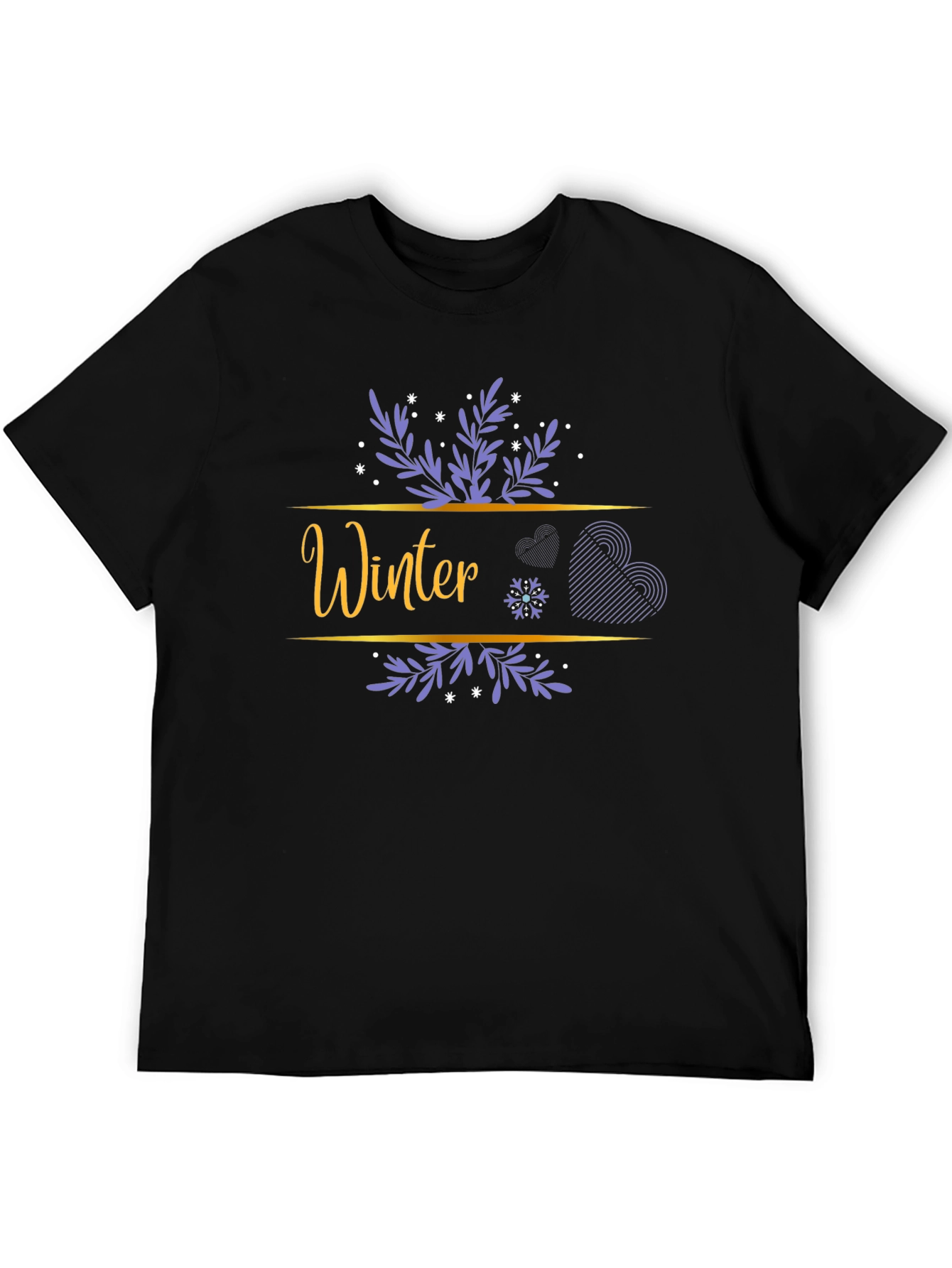 Winter Themed Black Graphic T-Shirt