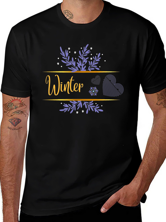 Winter Themed Black Graphic T-Shirt