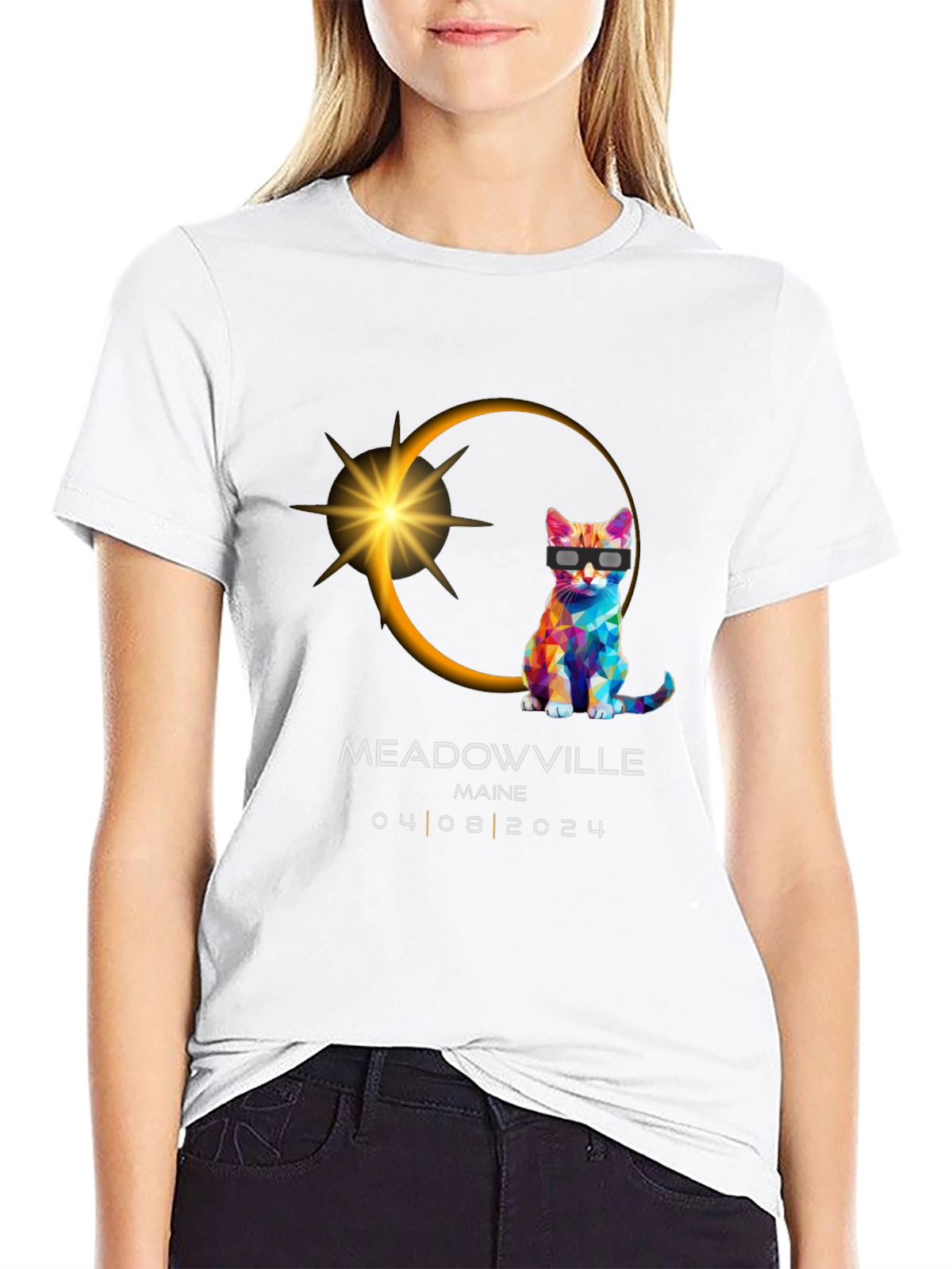 Meadowville Maine 2024 Eclipse Cat T-Shirt