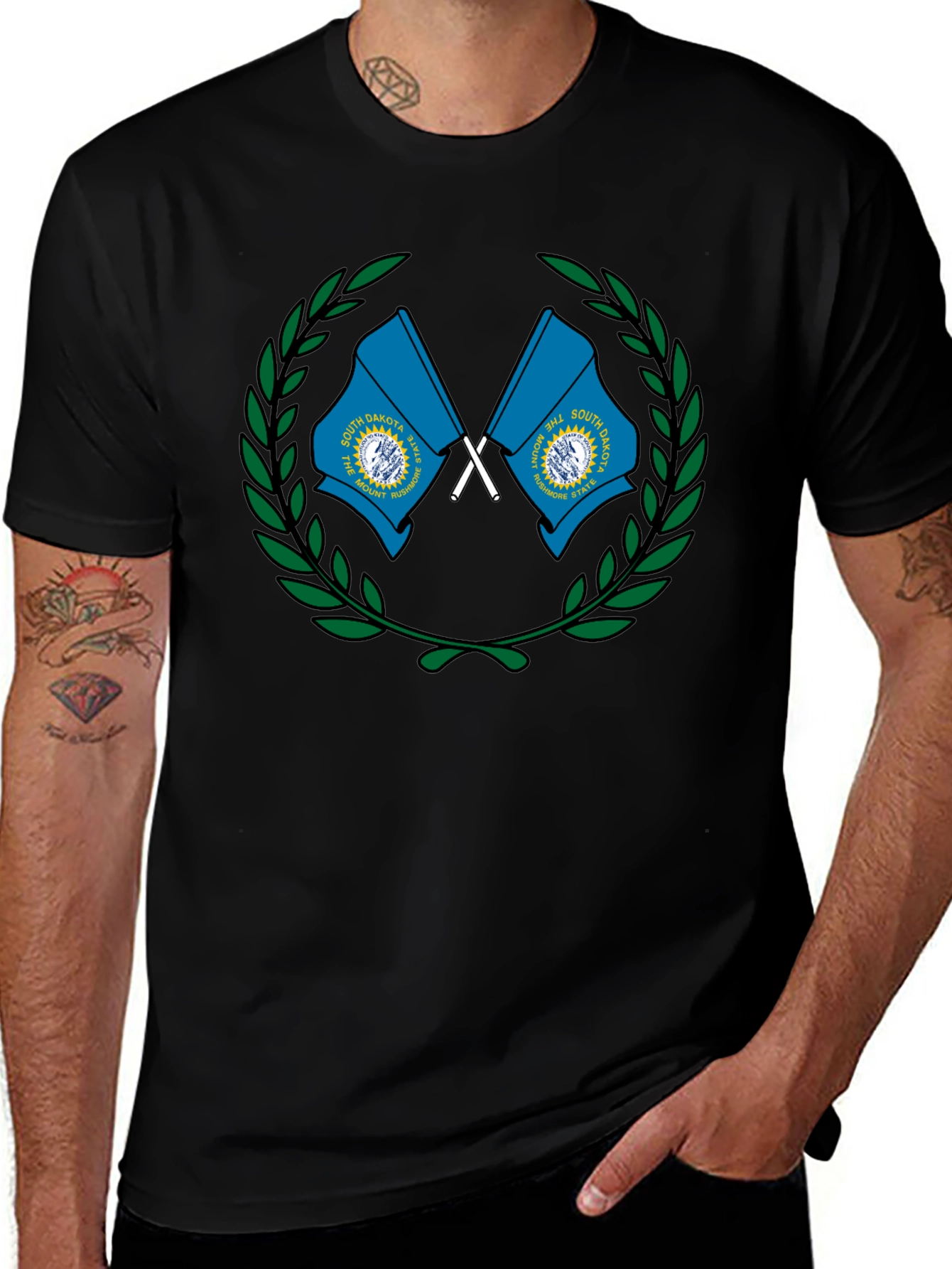 South Dakota Flag Graphic Tee - Black