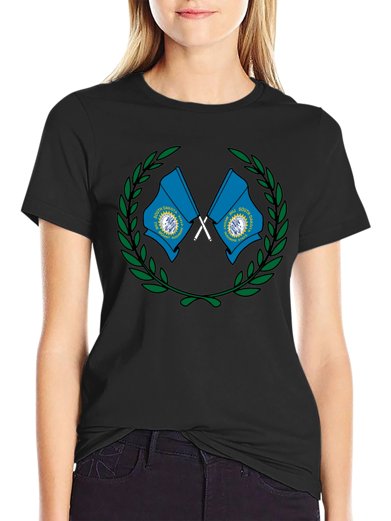 South Dakota Flag Graphic Tee - Black