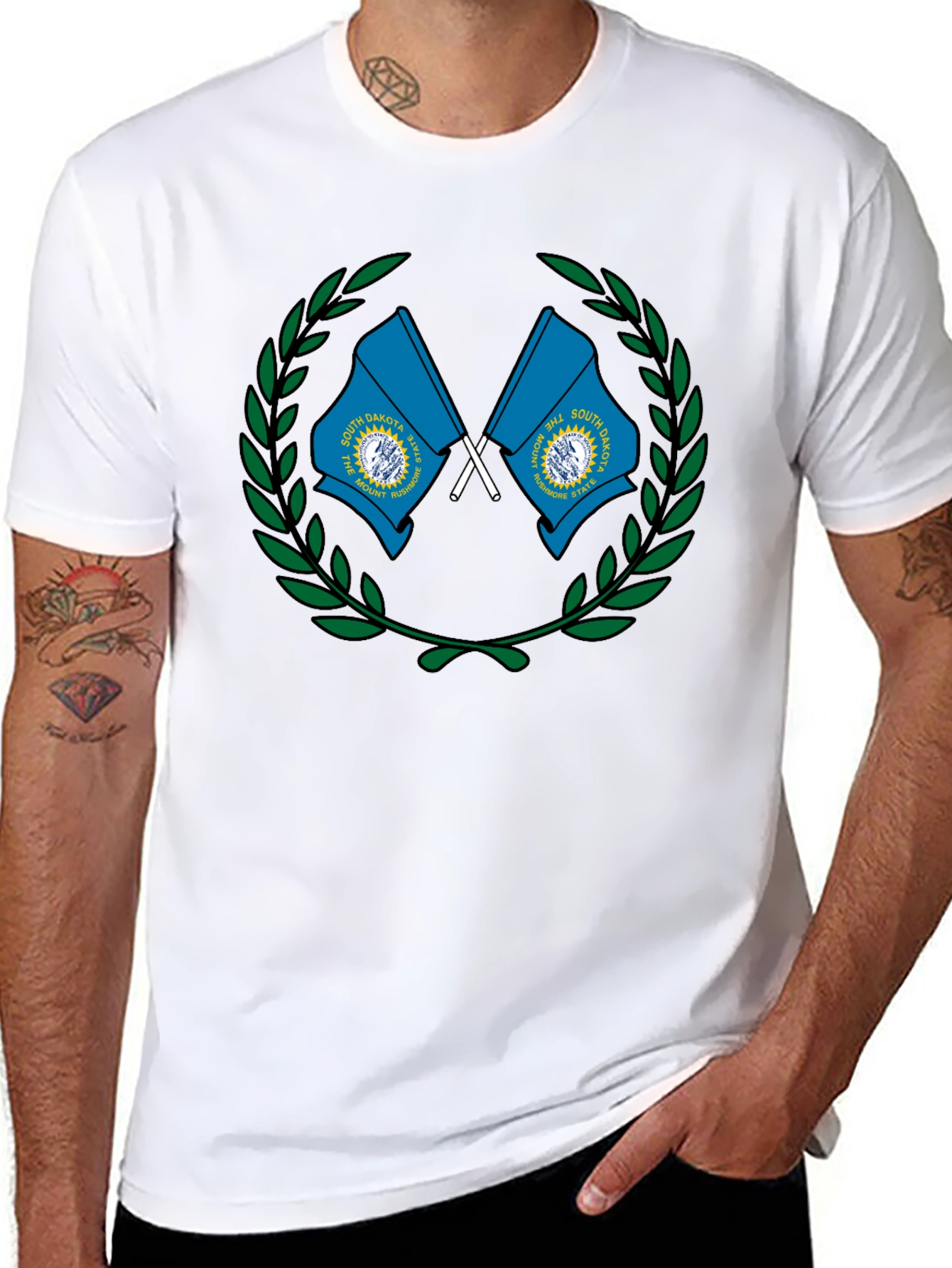 South Dakota Flag Graphic Tee - Black