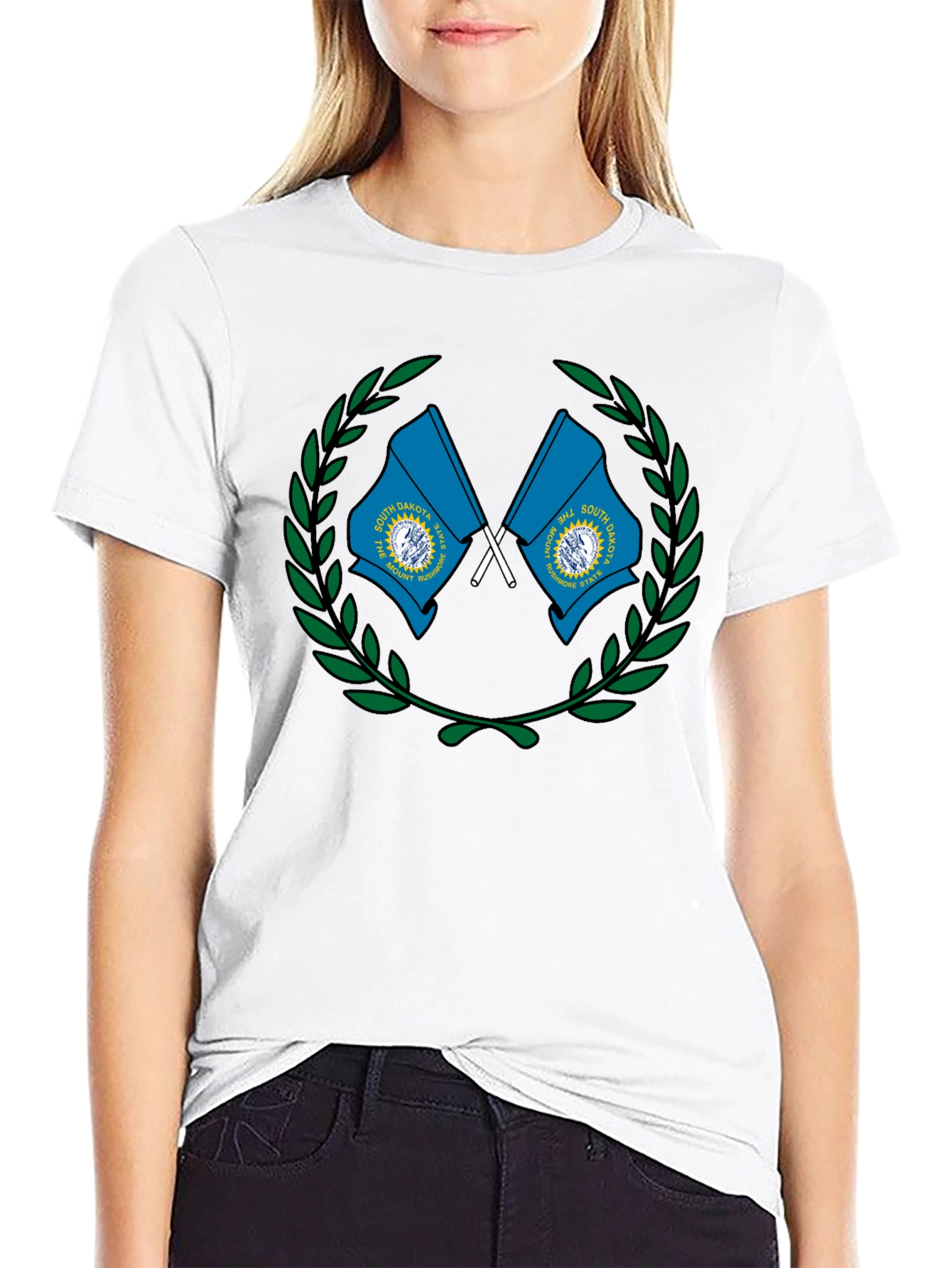 South Dakota Flag Graphic Tee - Black
