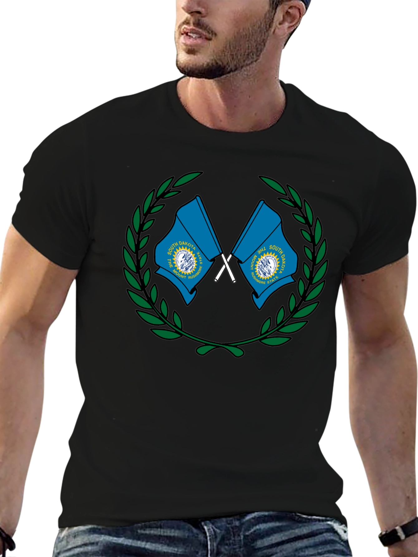South Dakota Flag Graphic Tee - Black