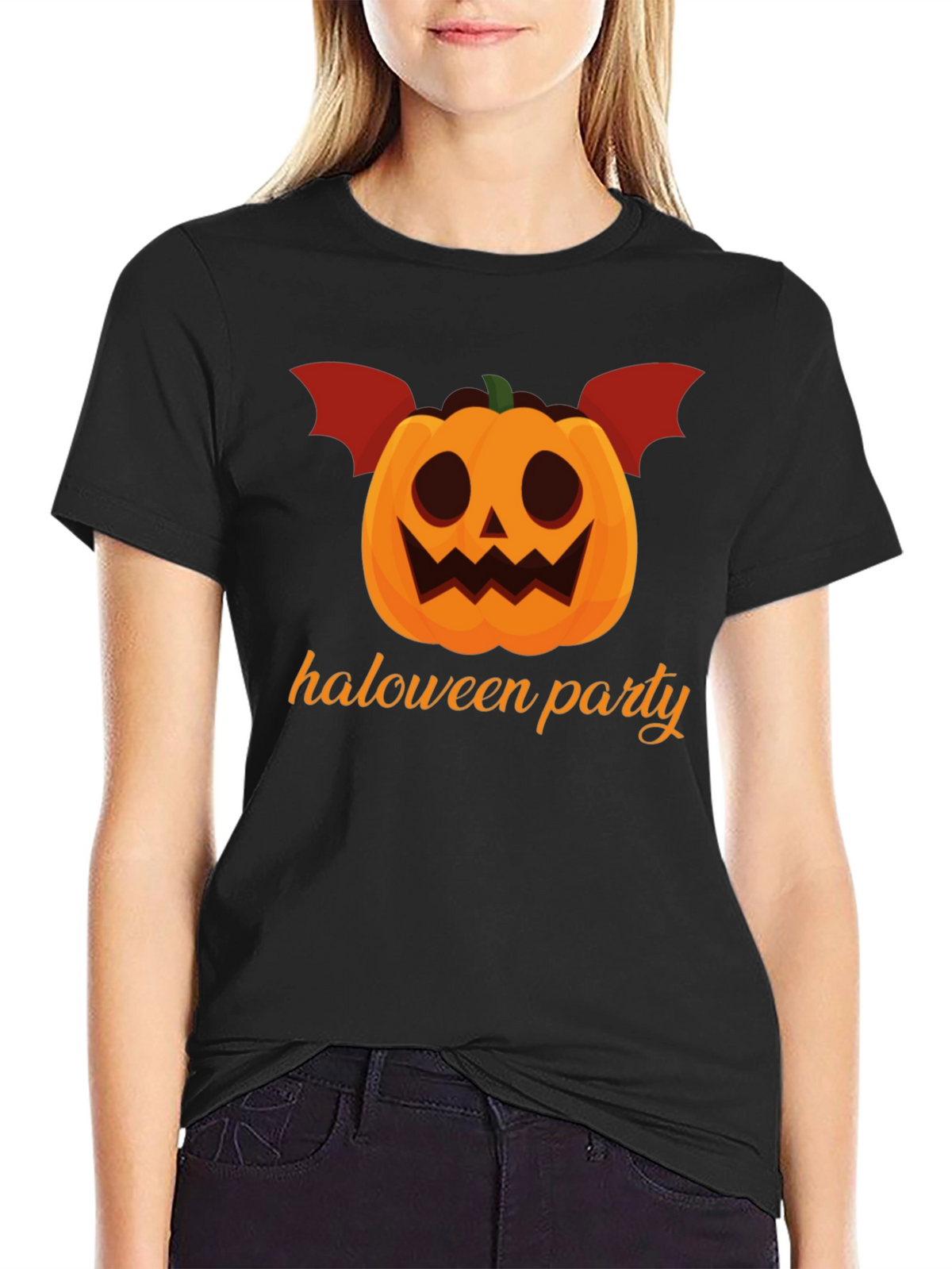 Halloween Party Pumpkin Bat Graphic Tee